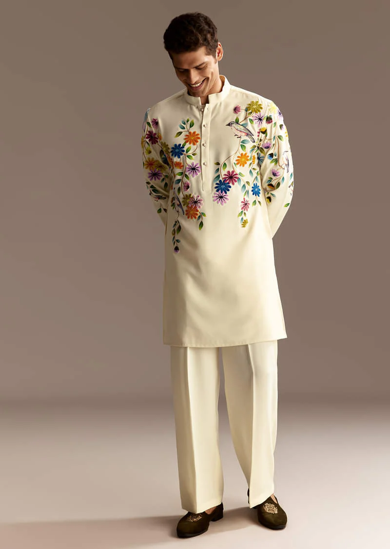 Off White Palazzo Kurta Set - Image 3