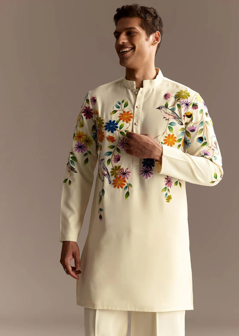 Off White Palazzo Kurta Set - Image 4