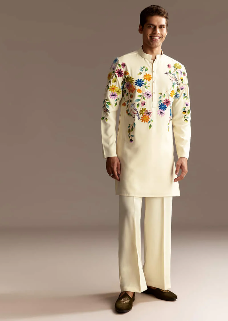 Off White Palazzo Kurta Set - Image 5