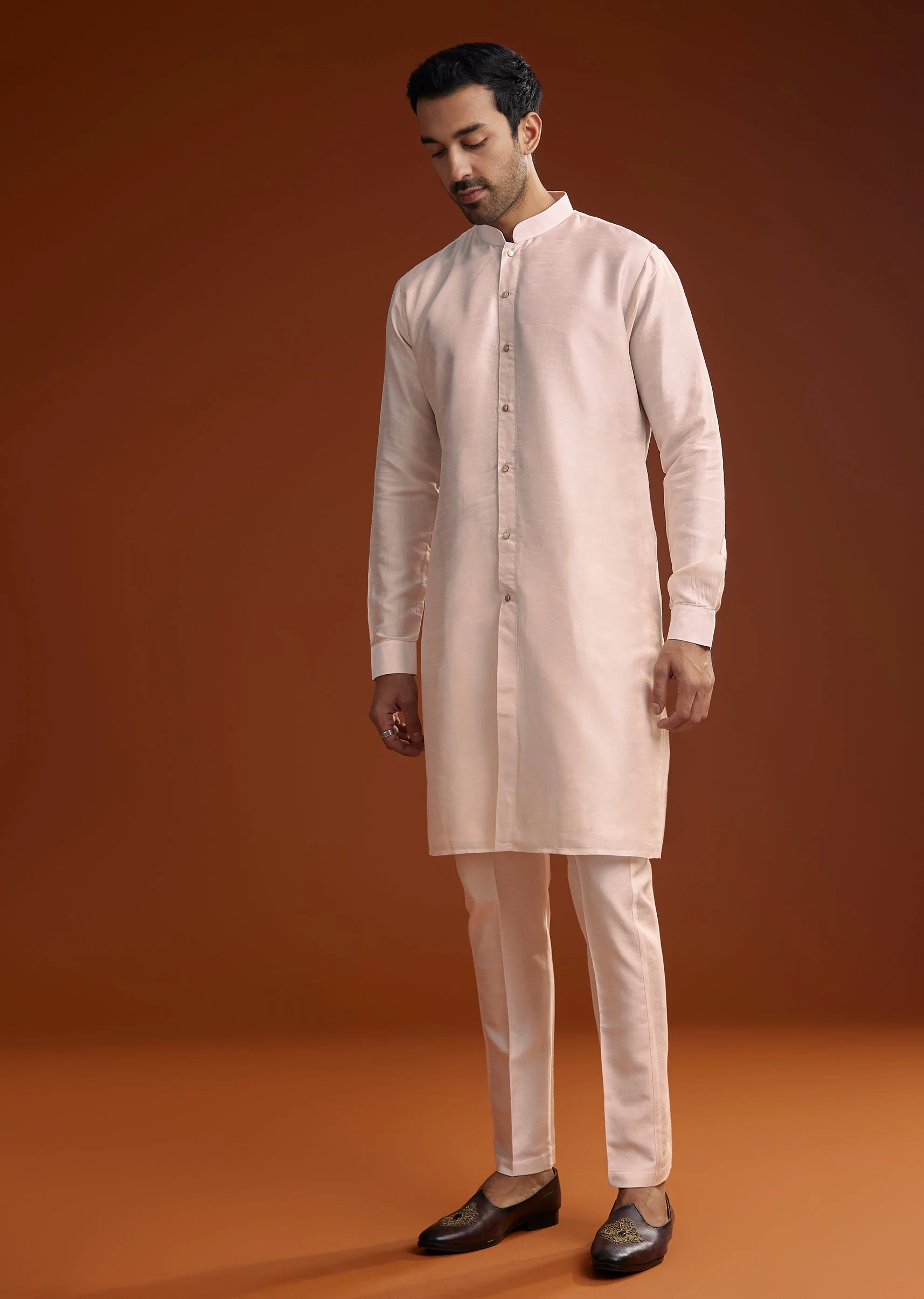 Off White Silk Kurta With Mirror And Thread Work Jacket - Image 6