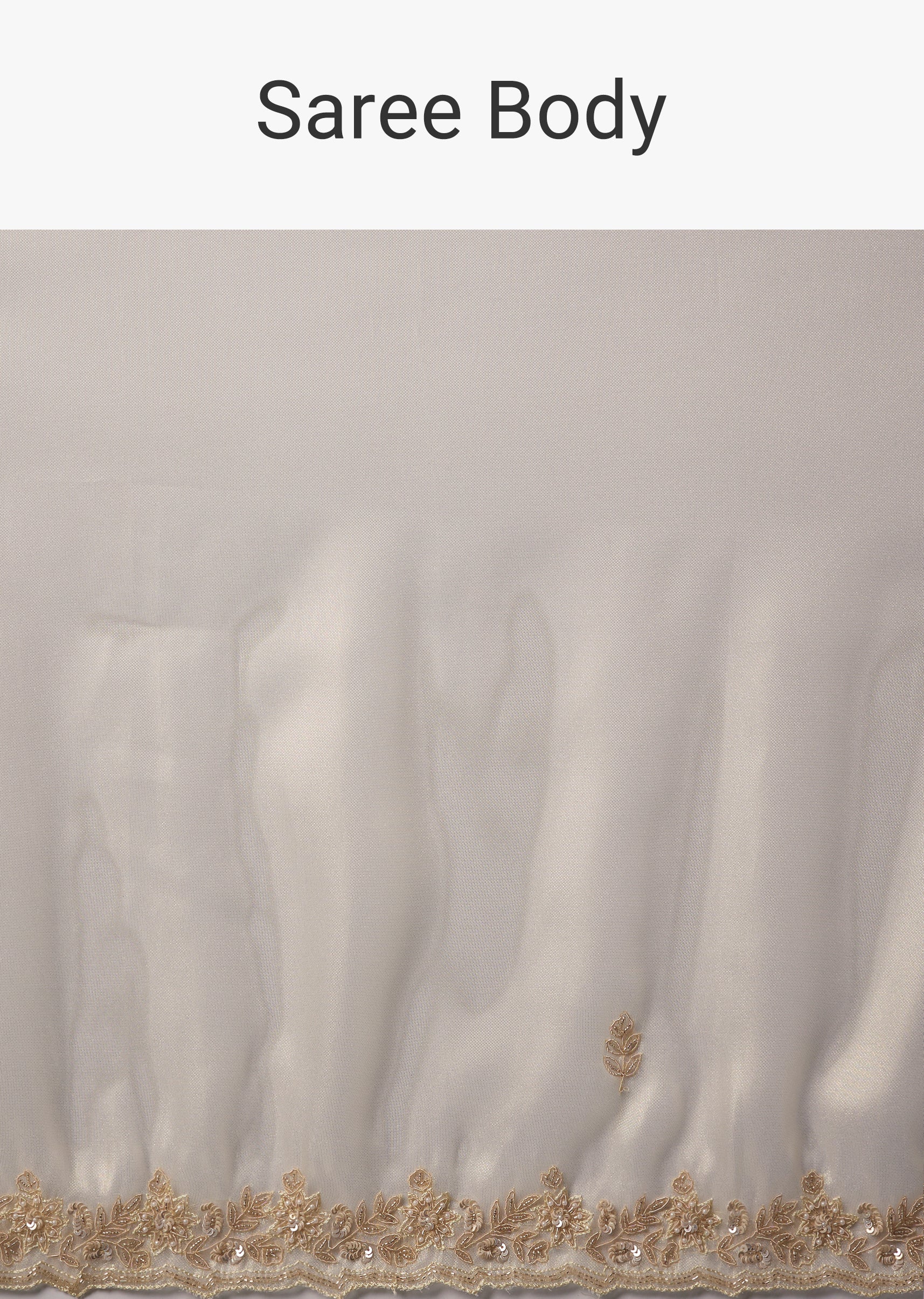 Off White Tissue Embroidered Saree with Unstitched Blouse - Image 9