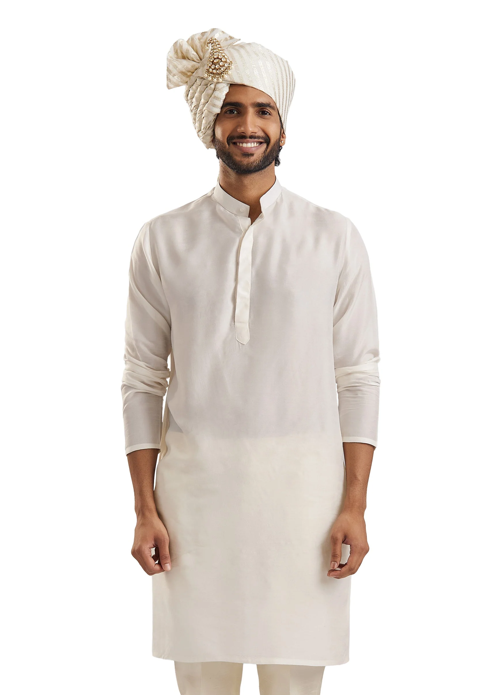 Off White Zardosi Wedding Sherwani - Image 7