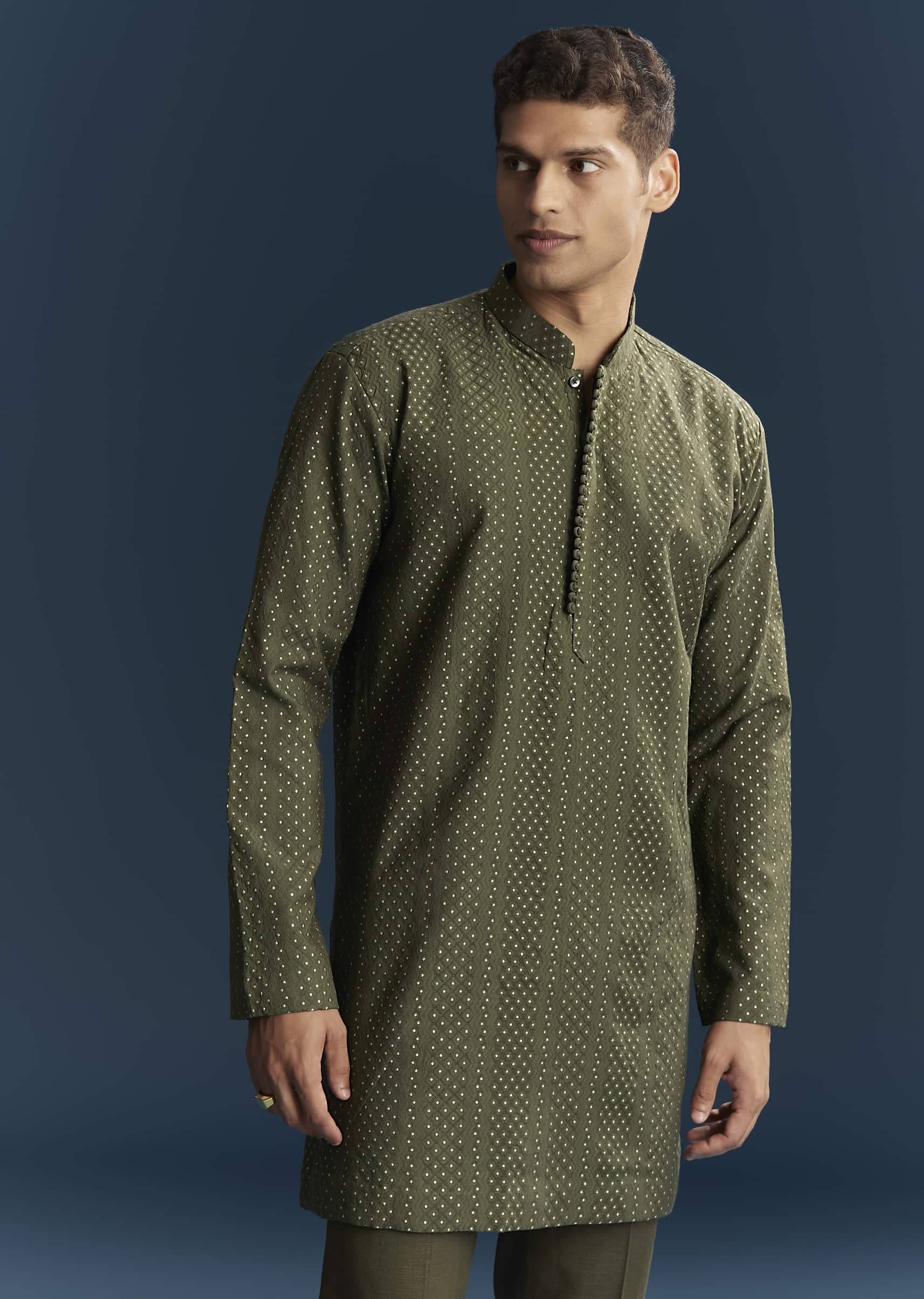 Olive Green Jodhpuri Suit For Men With Resham And Beads Embroidery - Image 6