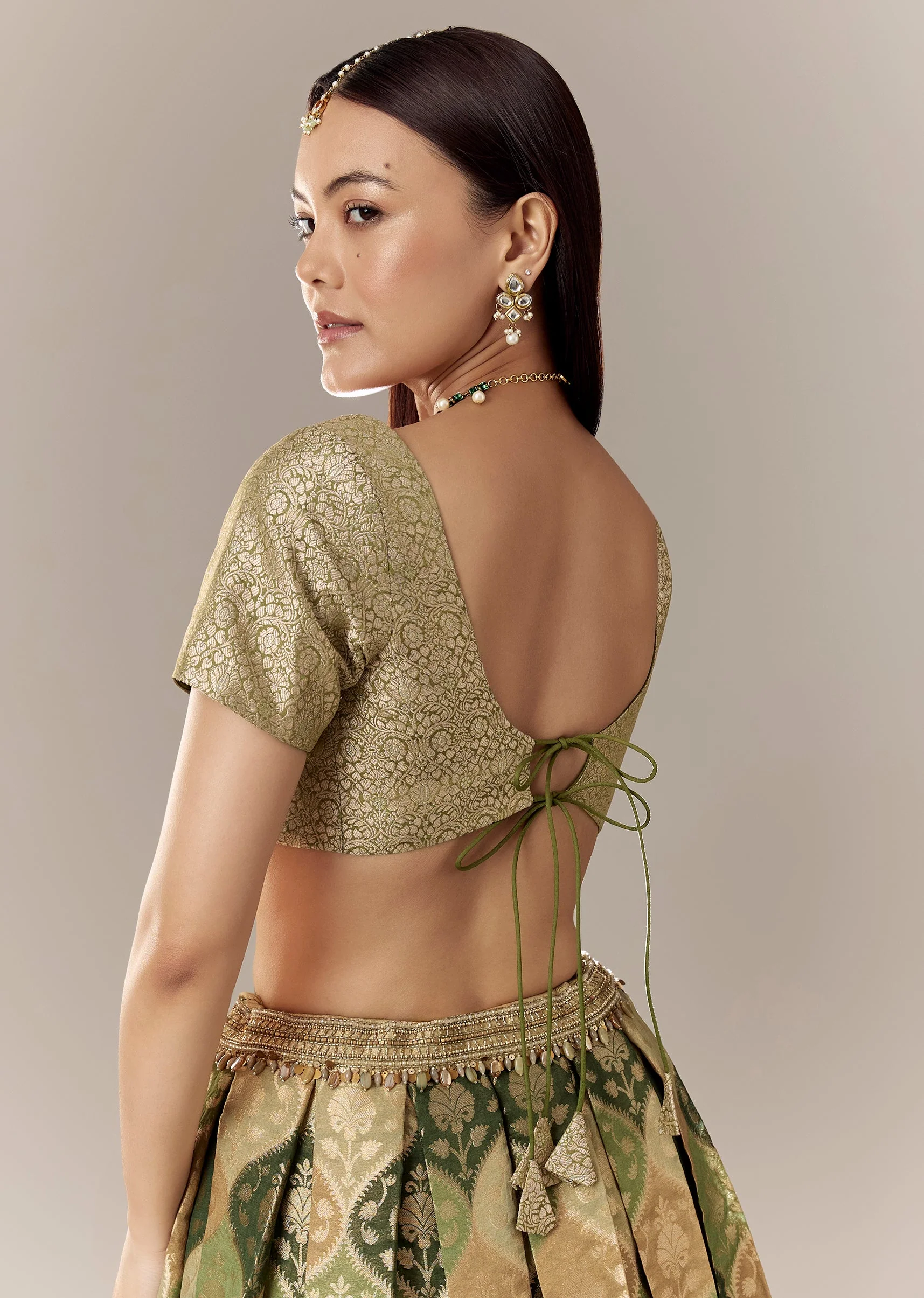 Olive Sweetheart Half Sleeve Dori Blouse - Image 3