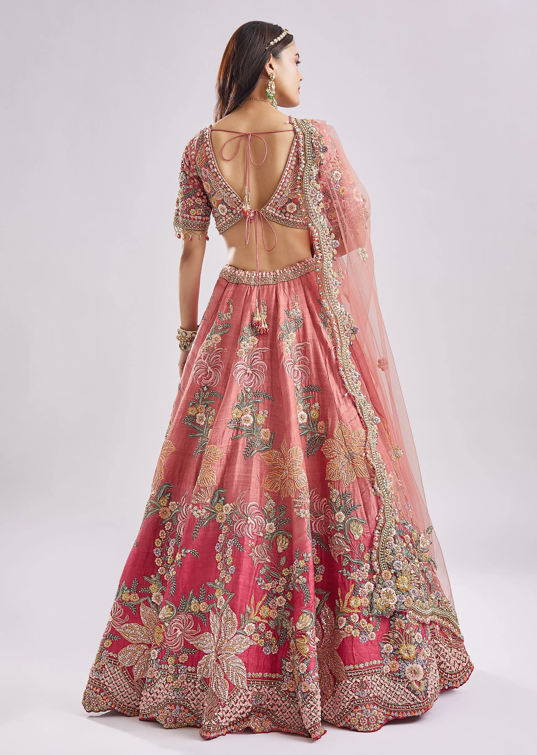 Ombre Pink to Hot Pink Resham Bridal Set - Image 2
