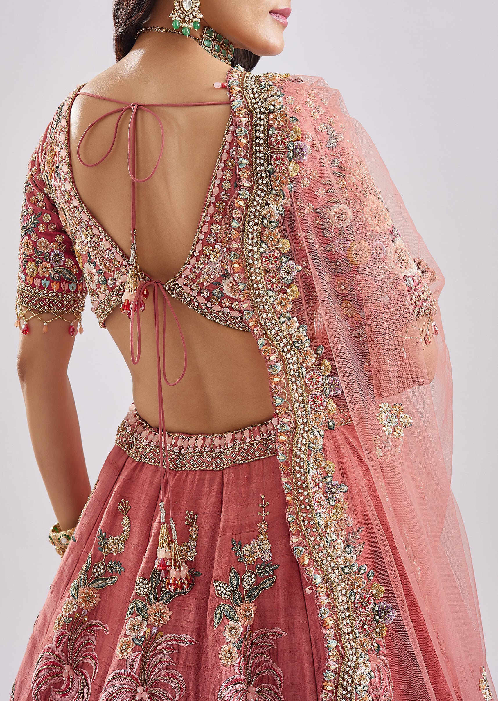 Ombre Pink to Hot Pink Resham Bridal Set - Image 6