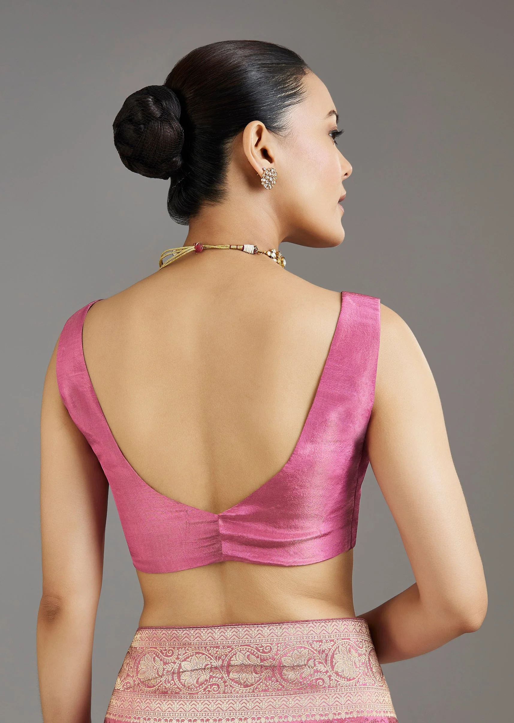 Onion Pink Dola Silk Jacquard Saree - Image 8