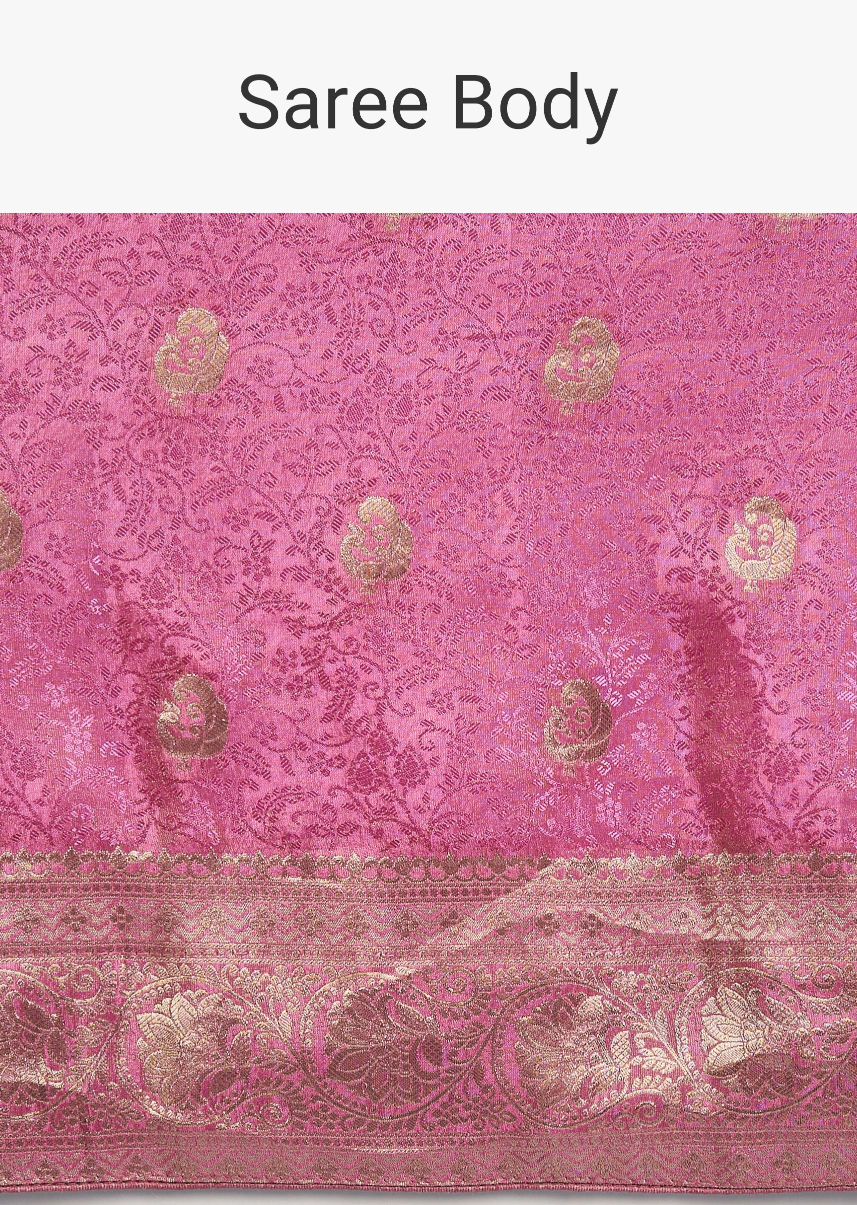 Onion Pink Dola Silk Jacquard Saree - Image 9