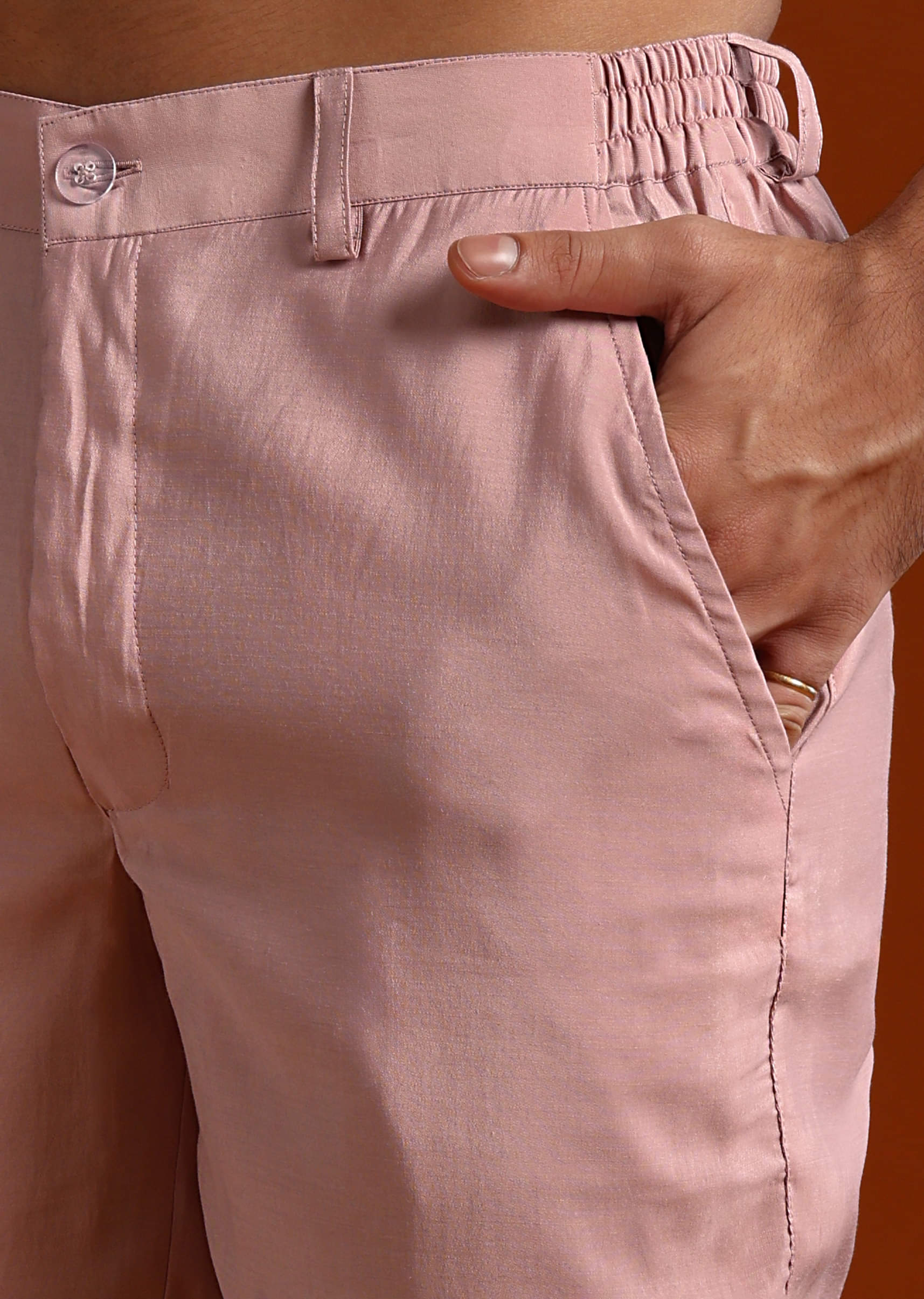Onion Pink Kurta Set For Men With Thread Work - Image 6
