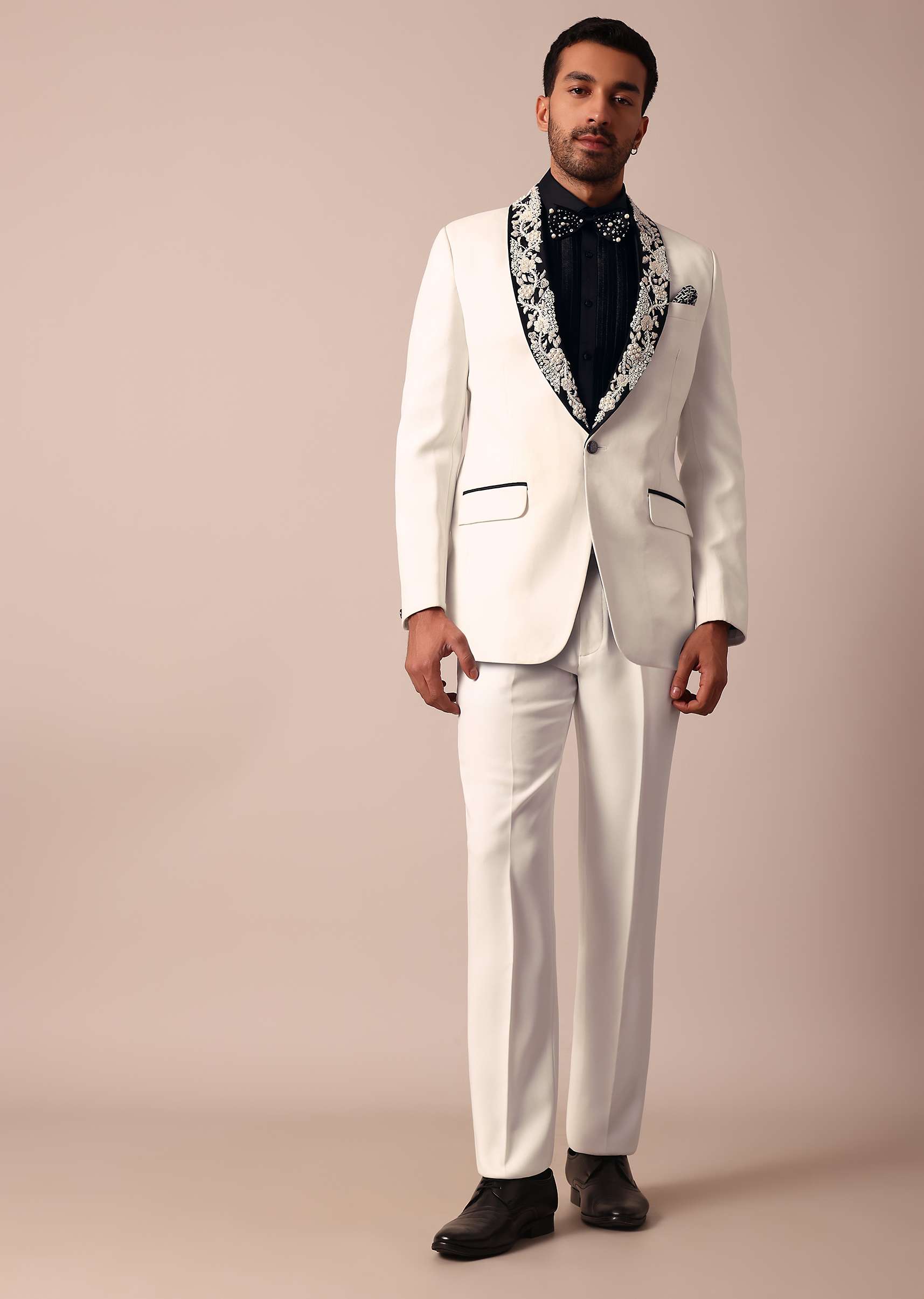 Opulent White Stylish Tuxedo For Men - Image 3