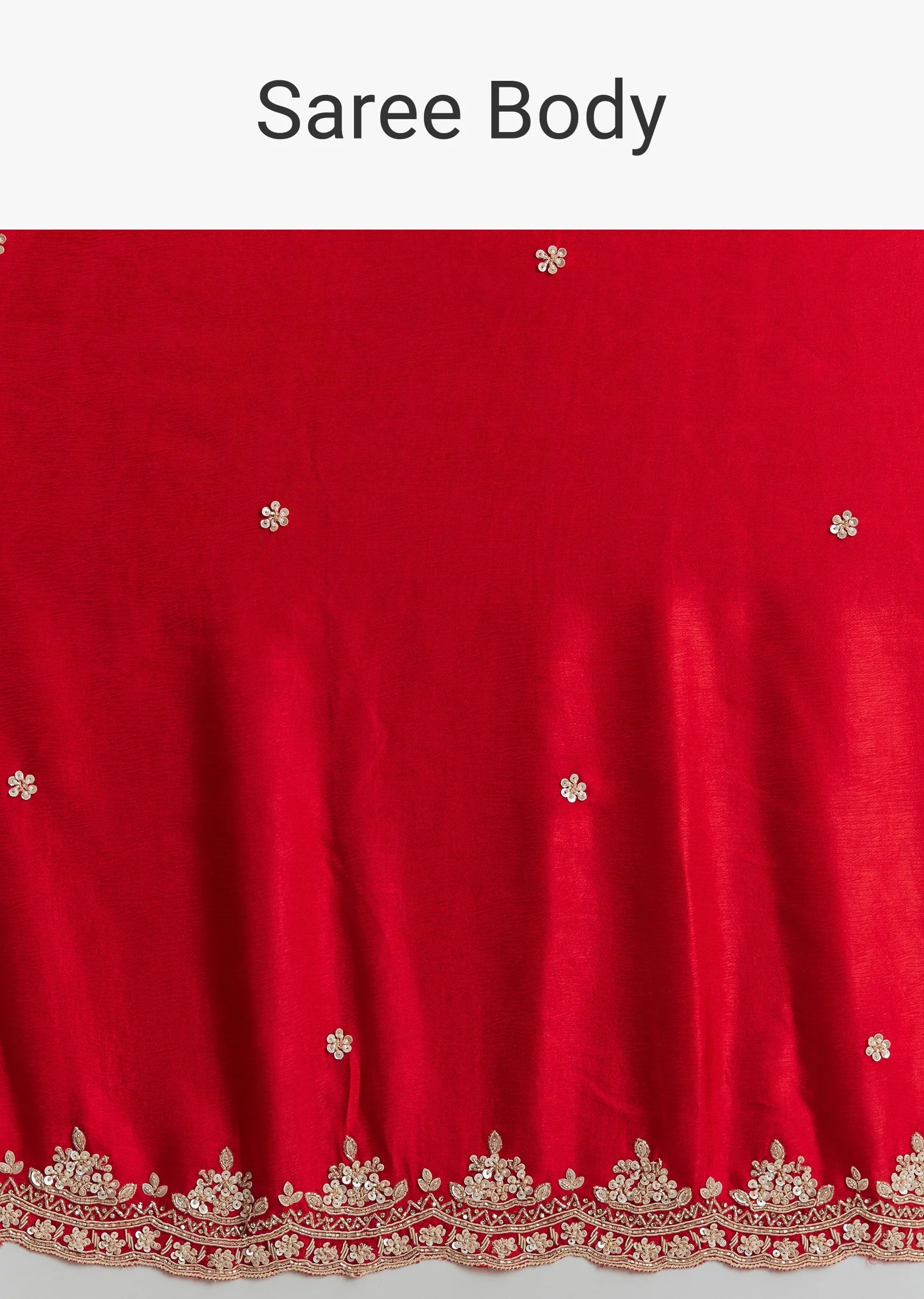 Orange And Red Chinon Saree With Sequin And Bead Embroidery - Image 9