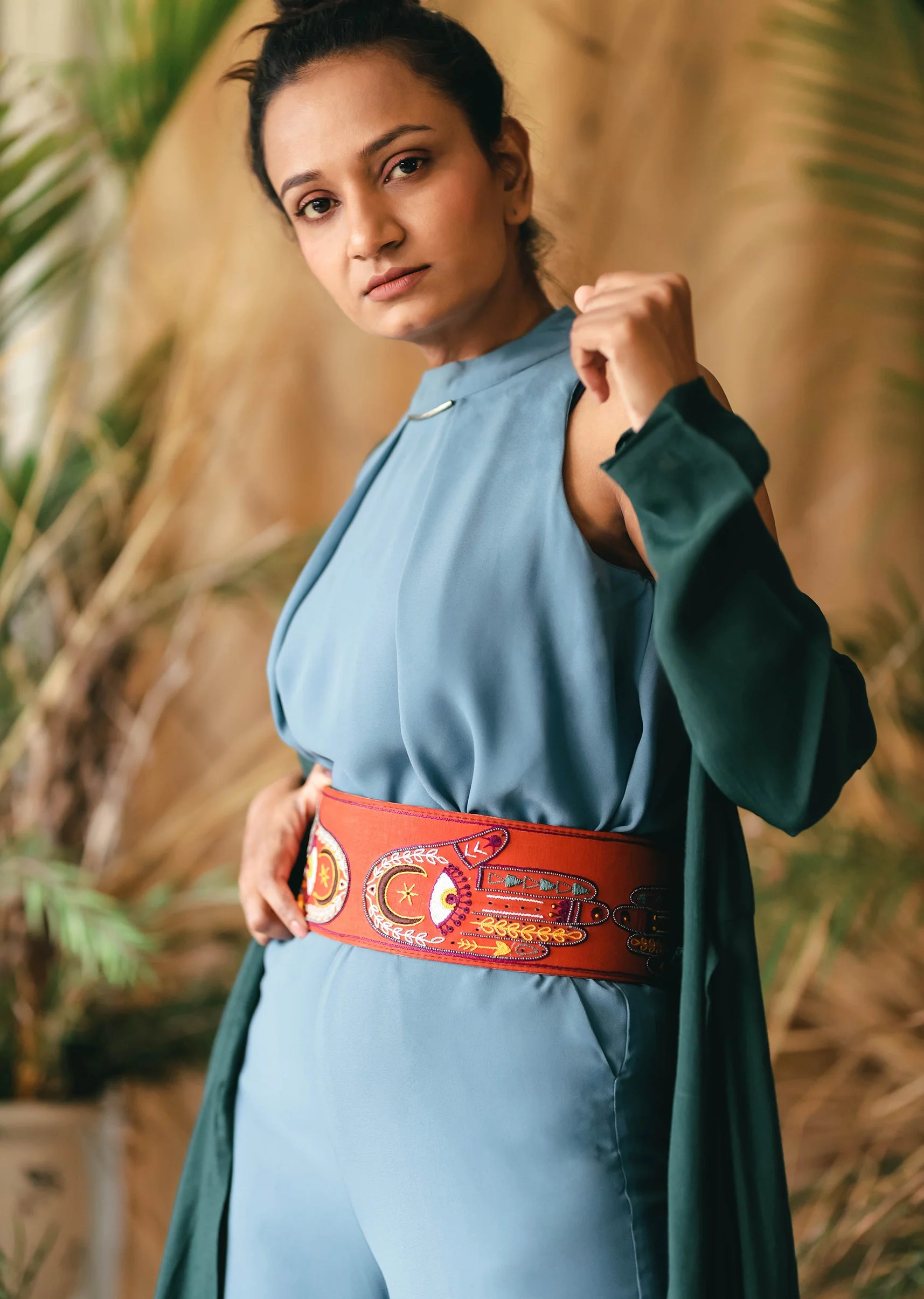 Orange And White Embroidered Waist Belt - Image 2