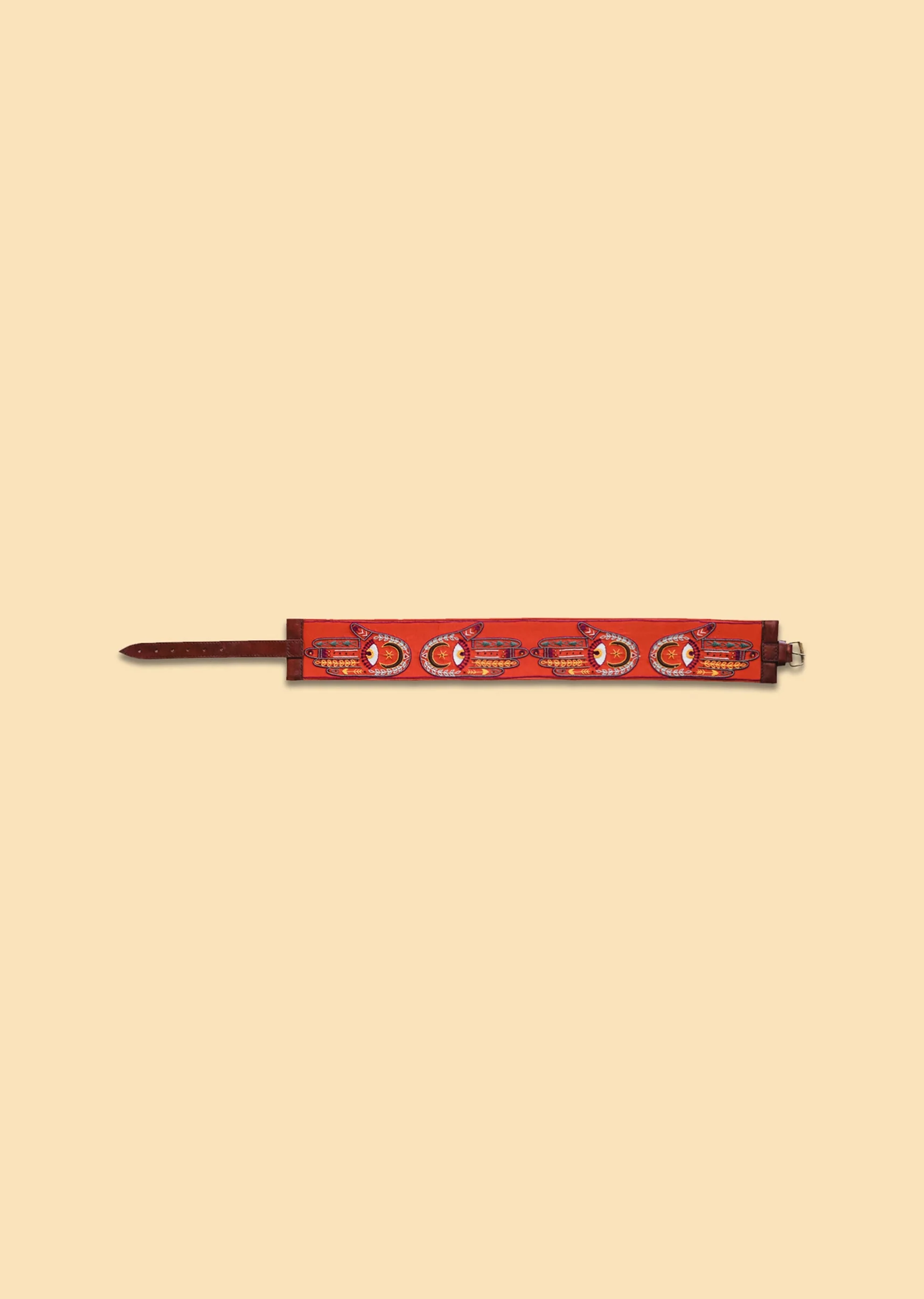 Orange And White Embroidered Waist Belt - Image 4
