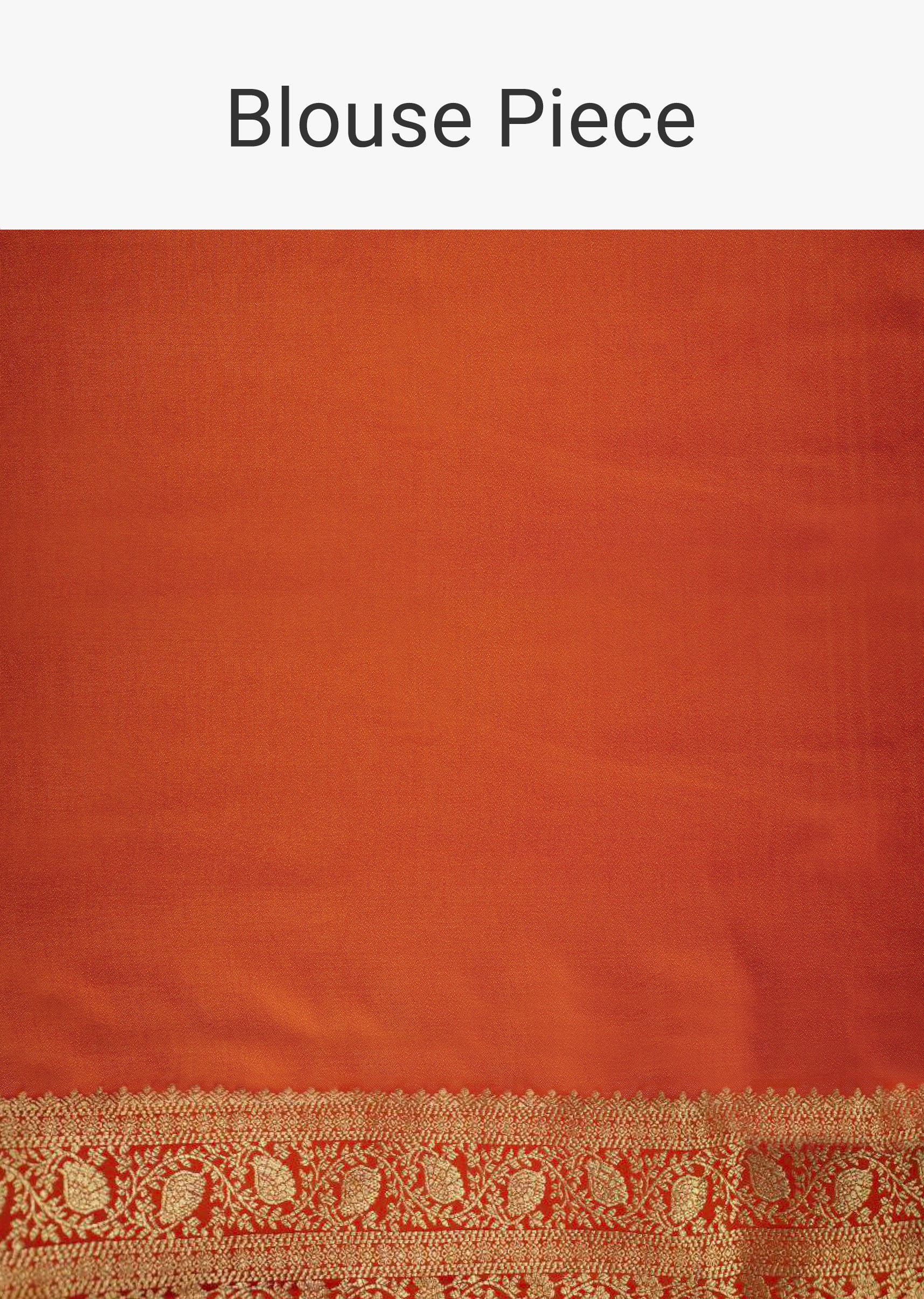Orange Dola Silk Saree With Zari Border And Pallu - Image 10
