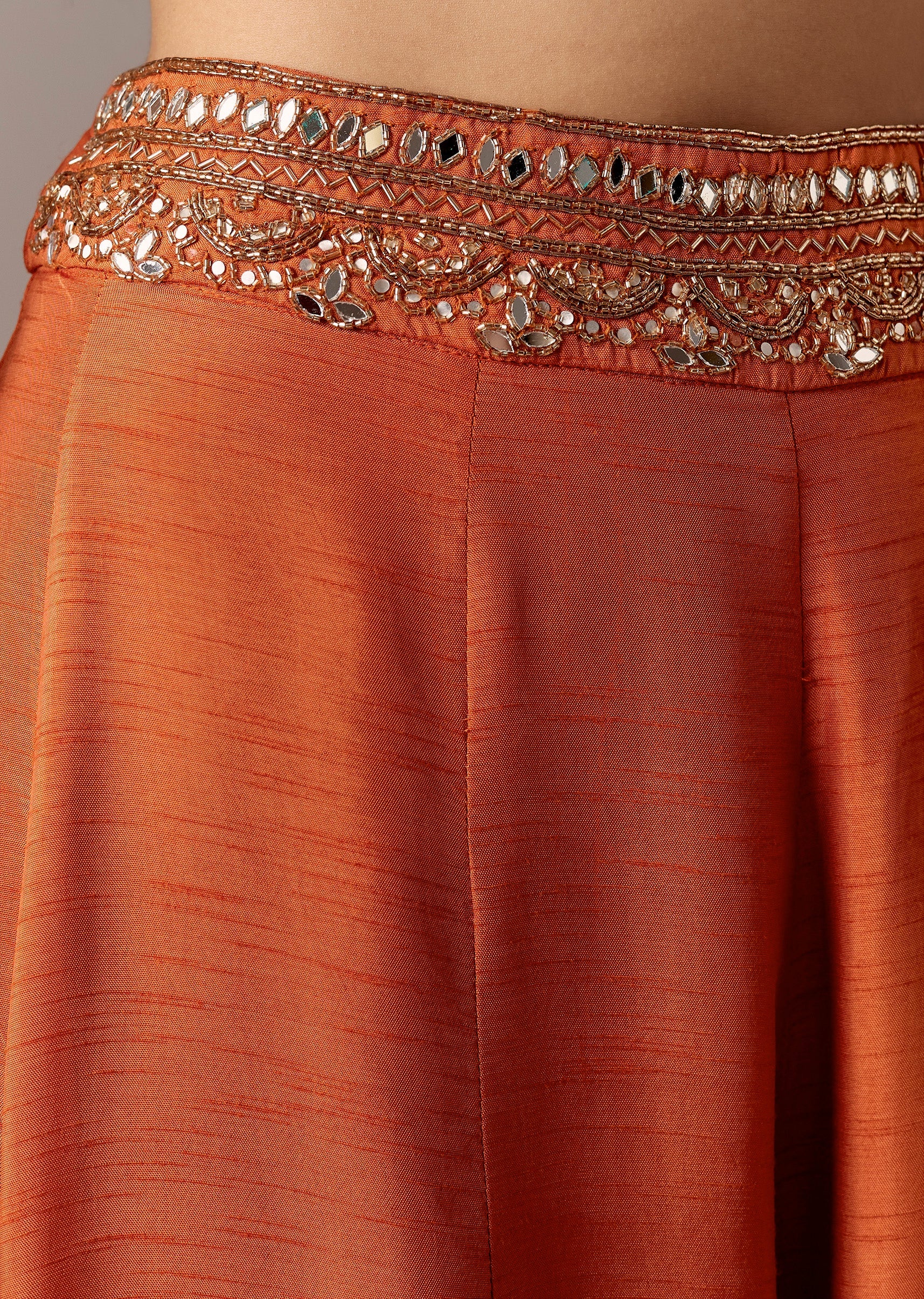Orange Mirrorwork Cape Palazzo Set - Image 6