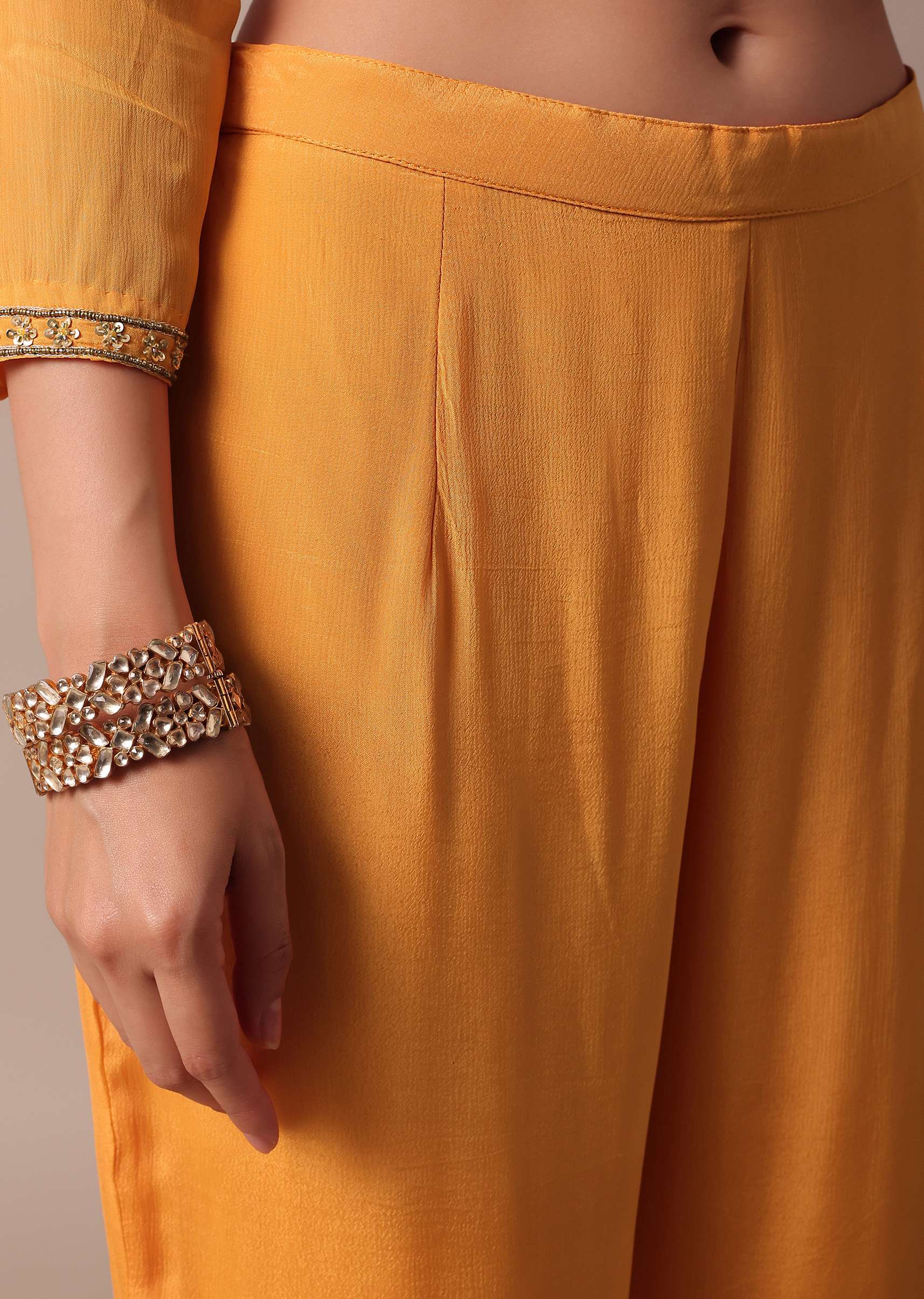 Orange Pant Set With Sequin Work - Image 6