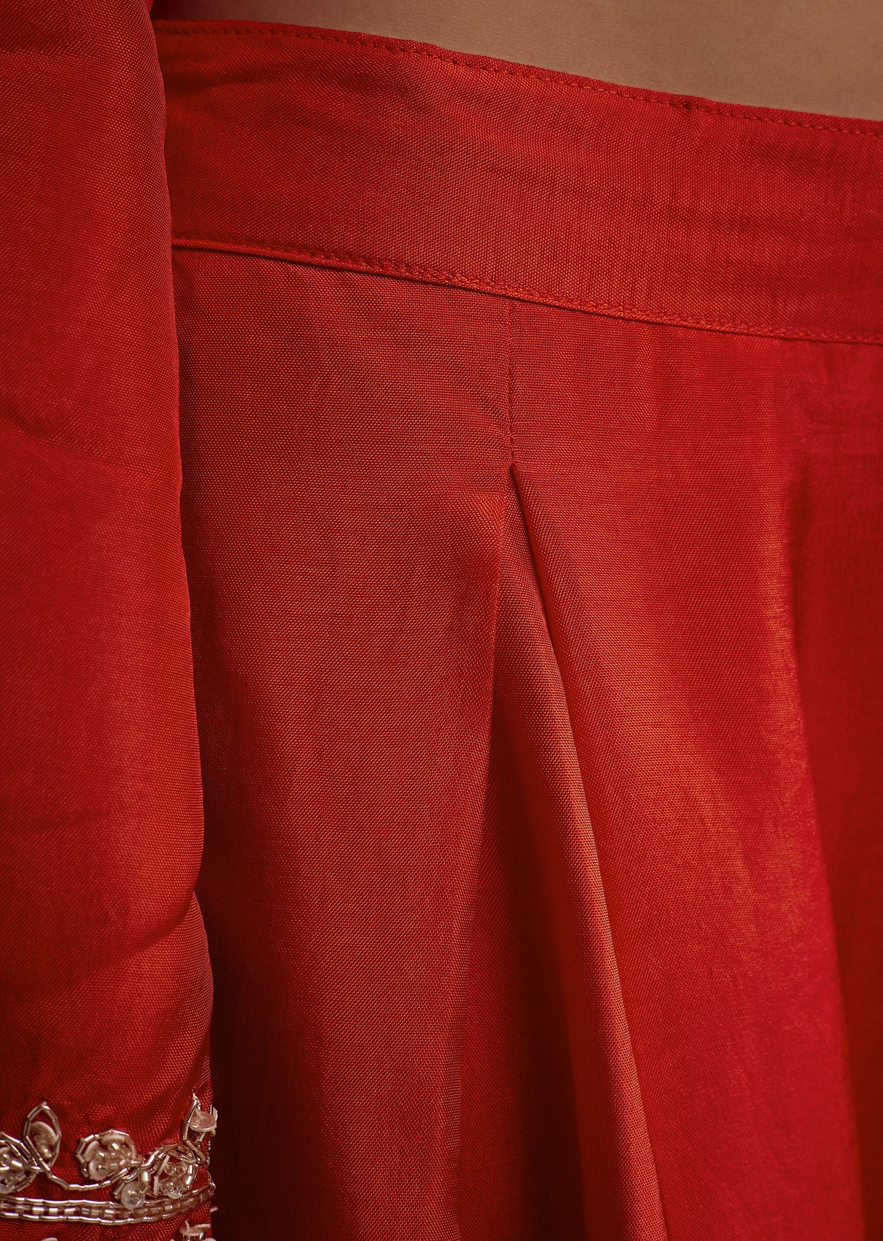 Orange Russian Silk Palazzo Suit With Cut Dana And Sequins Work - Image 6
