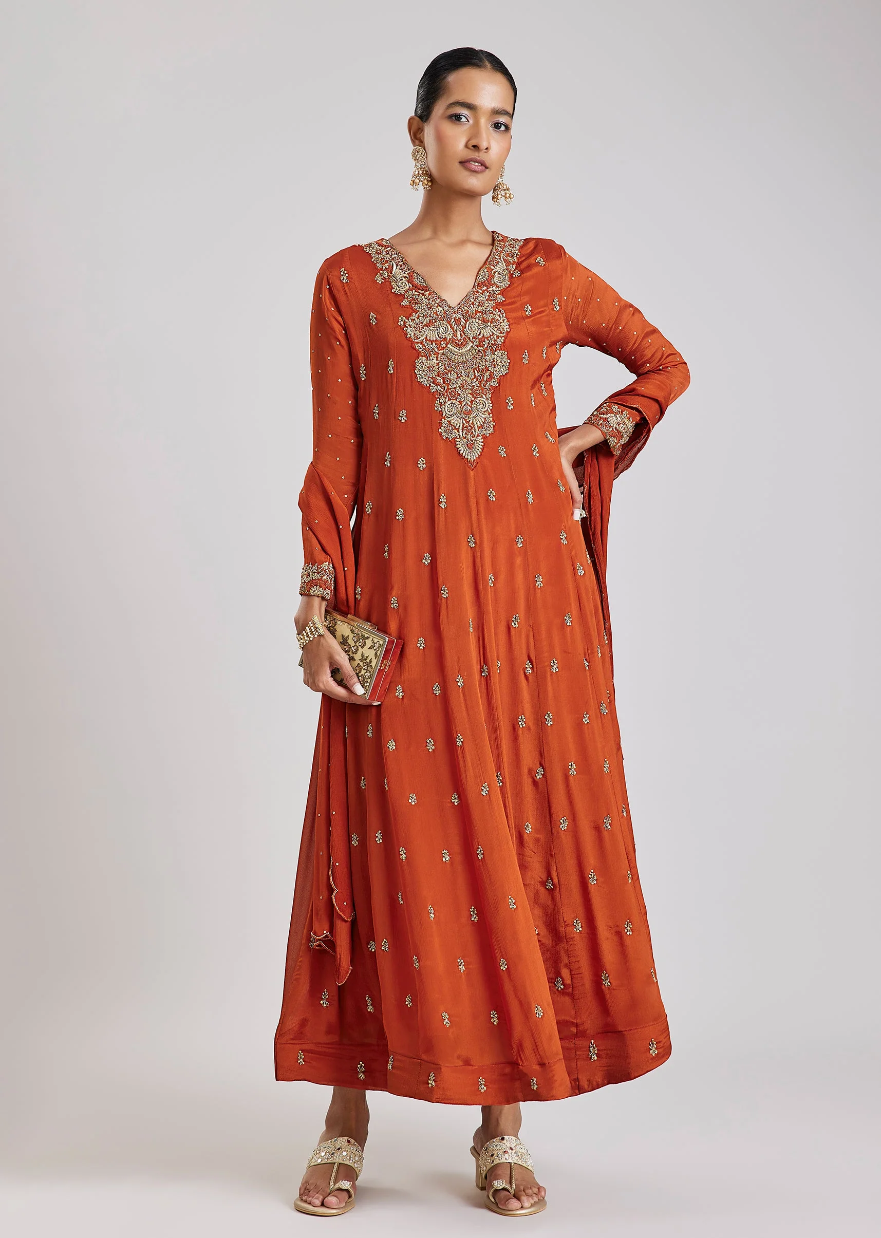 Orange Zardosi Anarkali