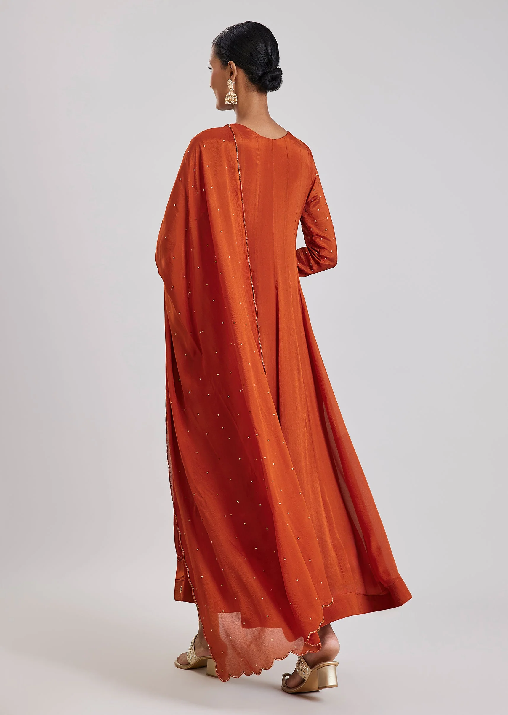 Orange Zardosi Anarkali - Image 5