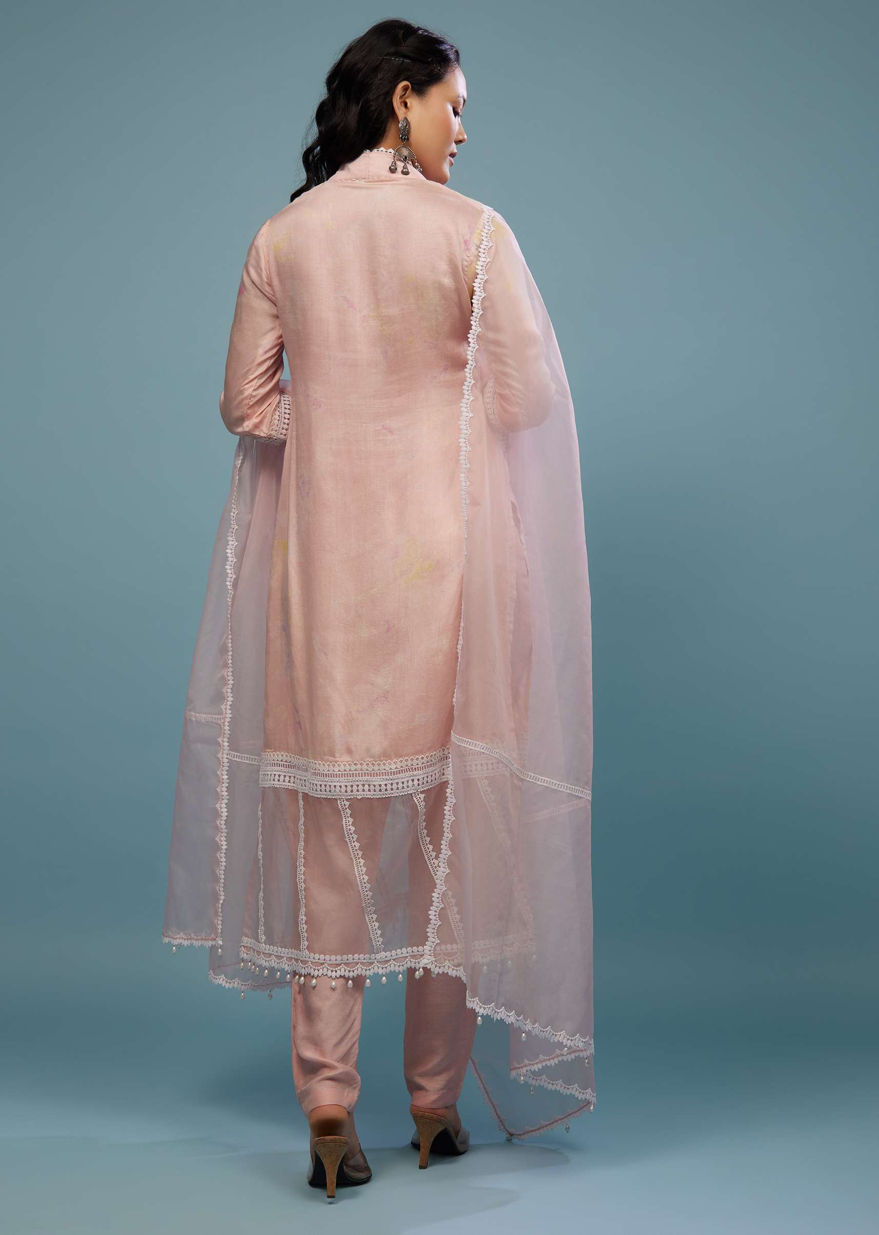 Candy Pink Pant Suit Set In Viscose Silk - Image 5