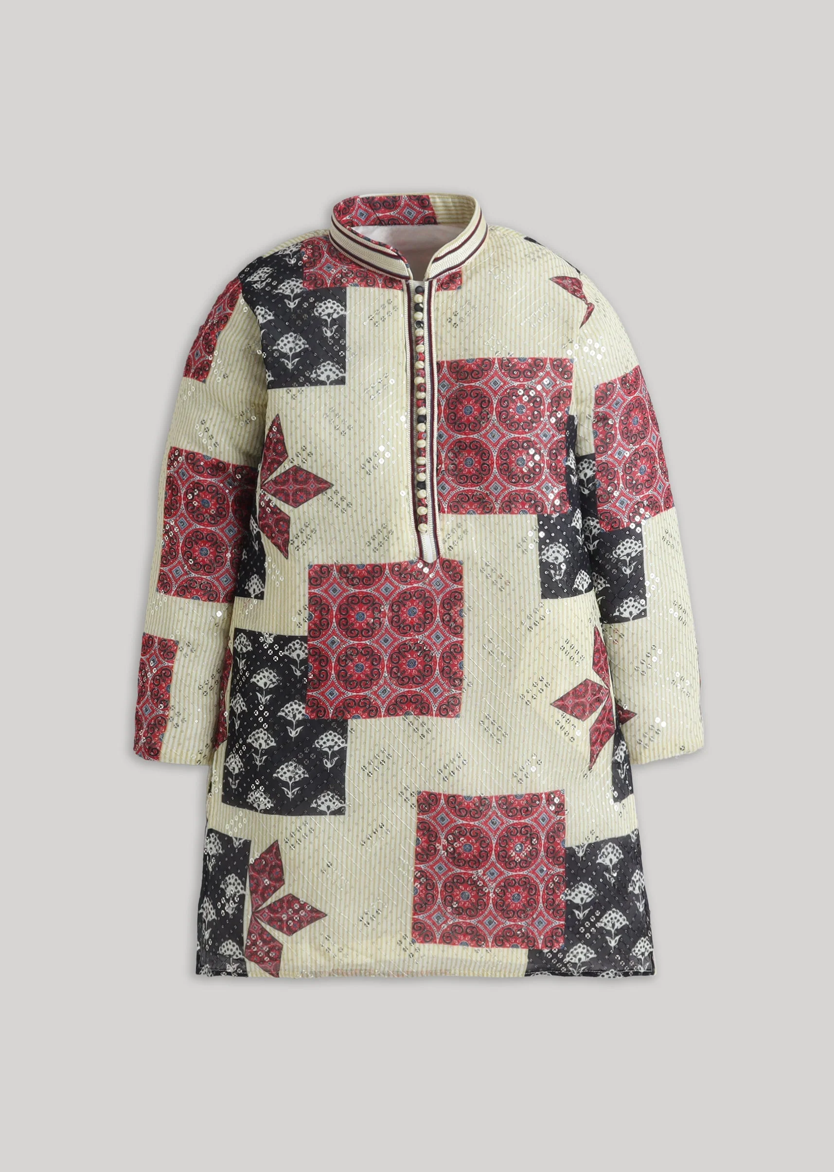 Pastel Abstract Sequin Kurta Set - Image 2