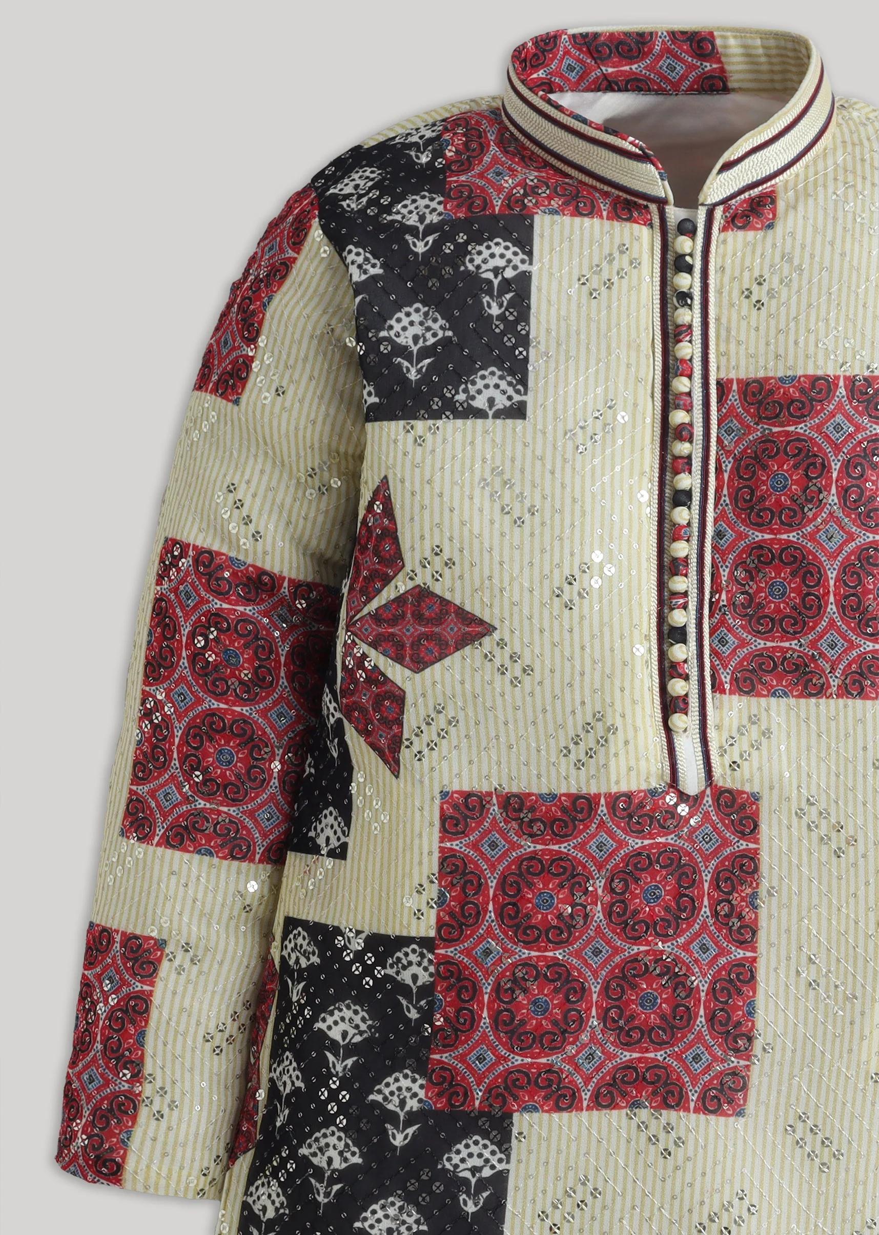 Pastel Abstract Sequin Kurta Set - Image 4