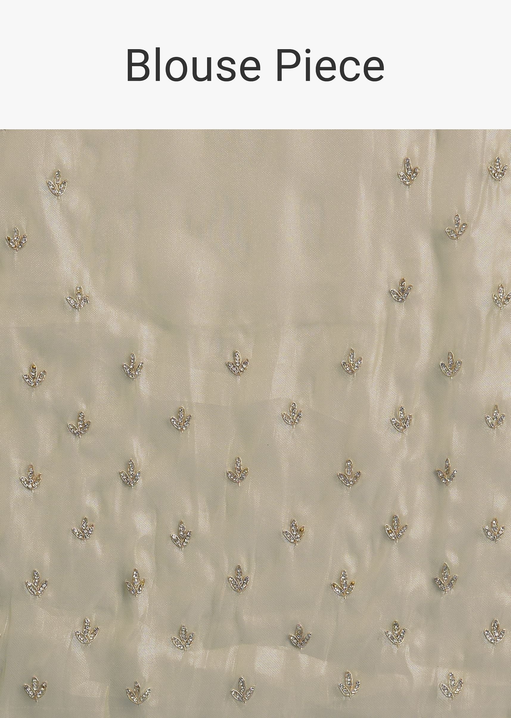 Pastel Green Glass Tissue Saree With Floral Embroidery And Cutwork Border - Image 10