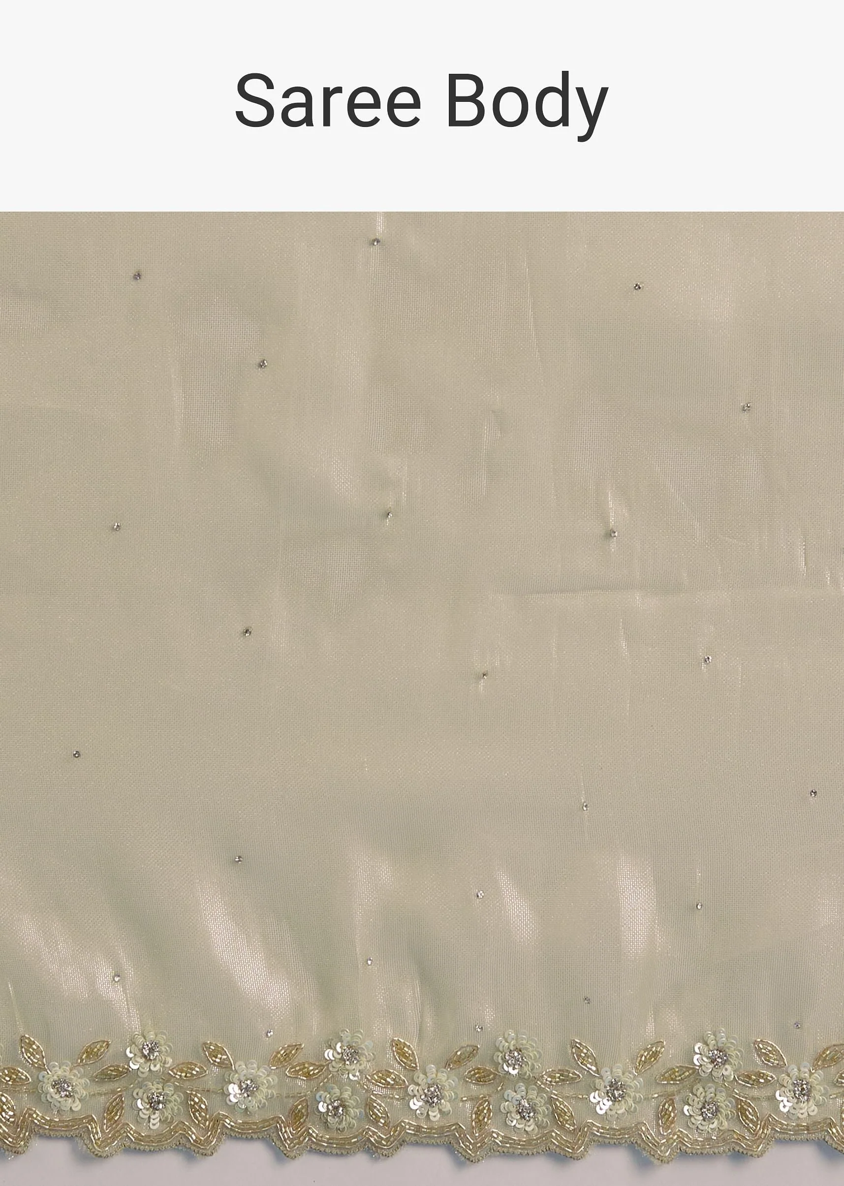 Pastel Green Glass Tissue Saree With Floral Embroidery And Cutwork Border - Image 9