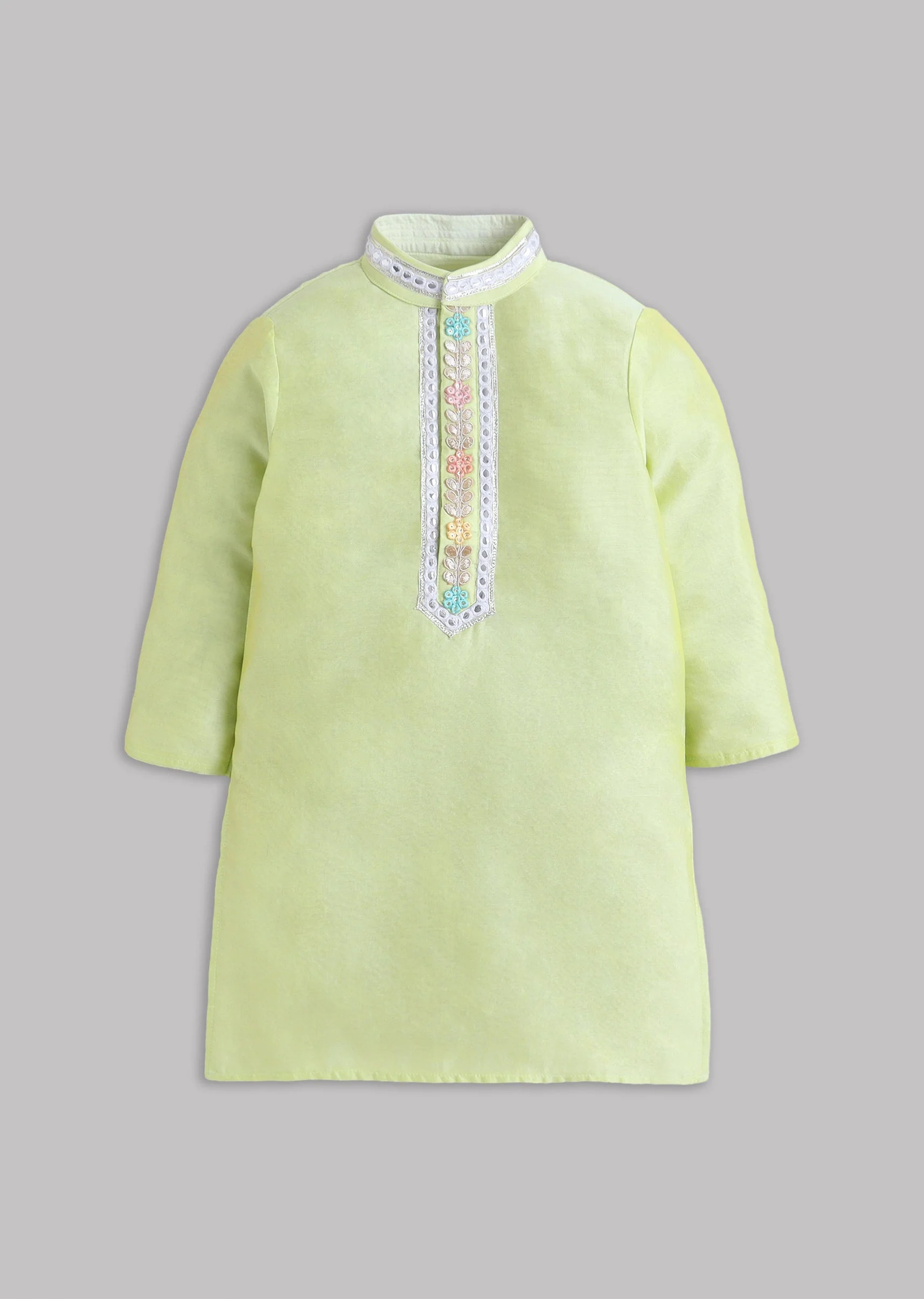 Pastel Green Organza Kurta Set With Gota Patti - Image 2