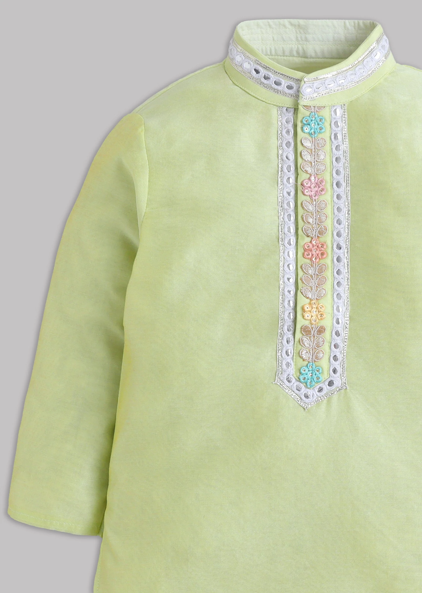 Pastel Green Organza Kurta Set With Gota Patti - Image 4