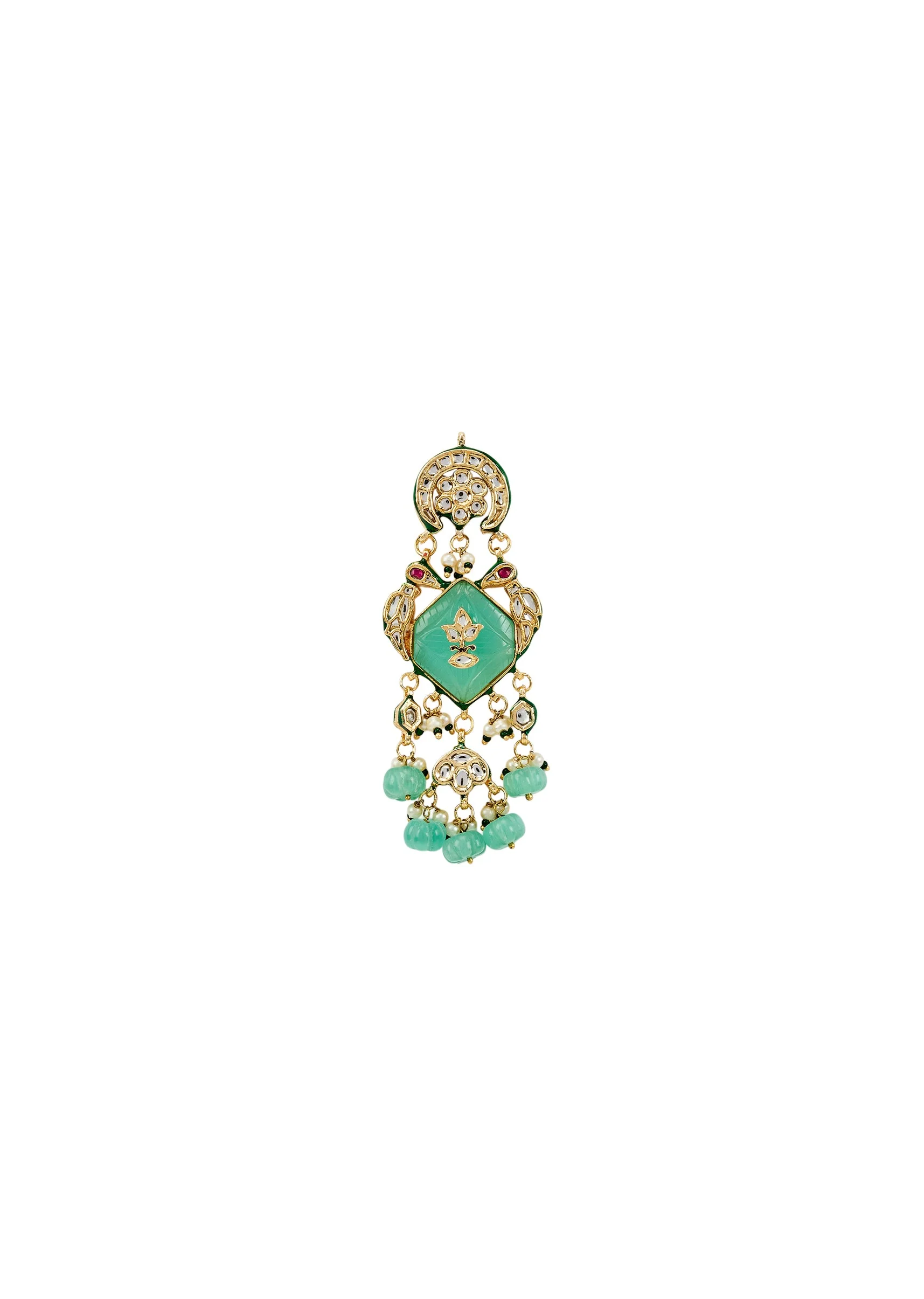 Pastel Lotus Motif Dangler Earrings - Image 3