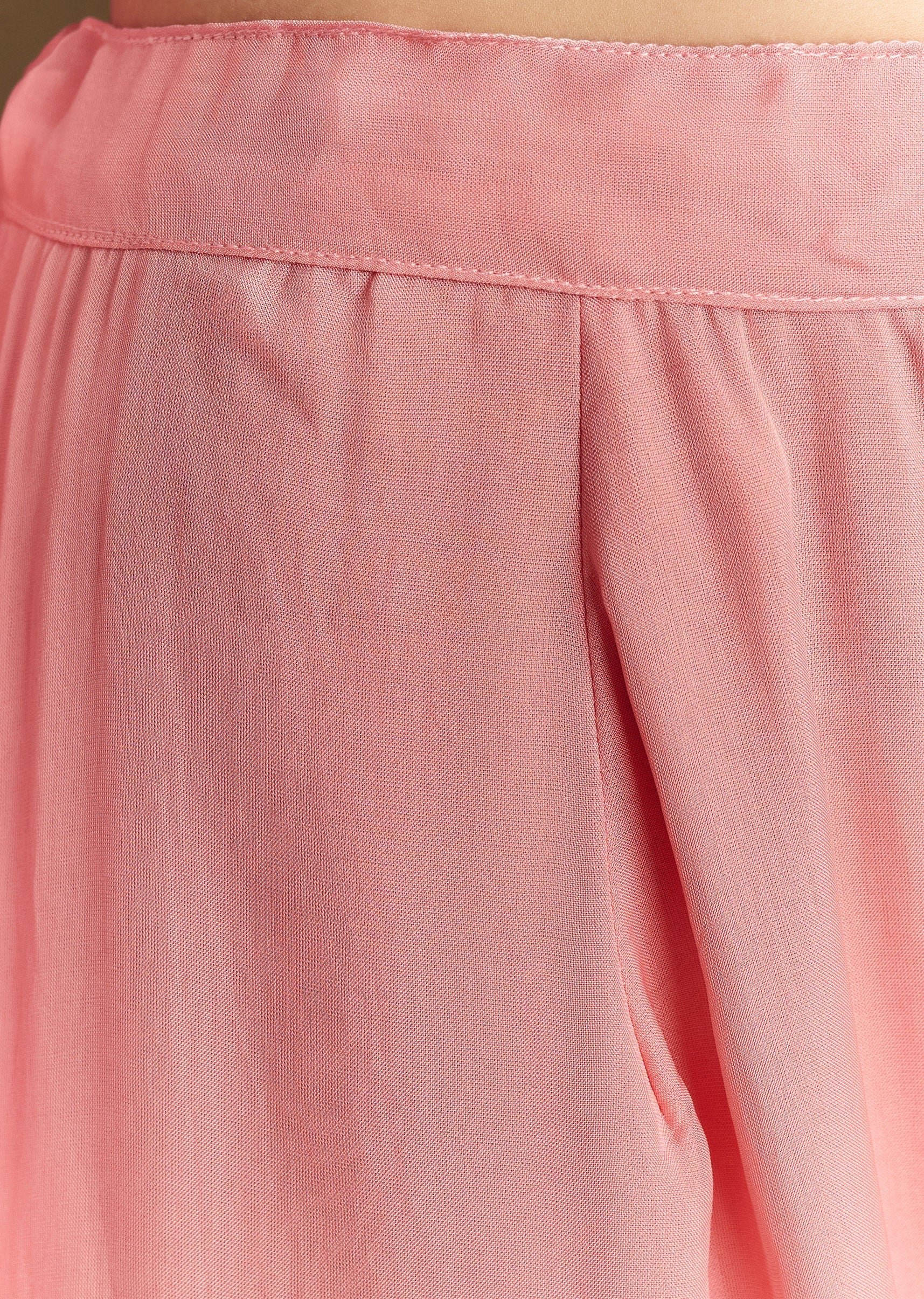 Pastel Pink Chanderi Sharara Suit With Cut Dana Sequins - Image 6