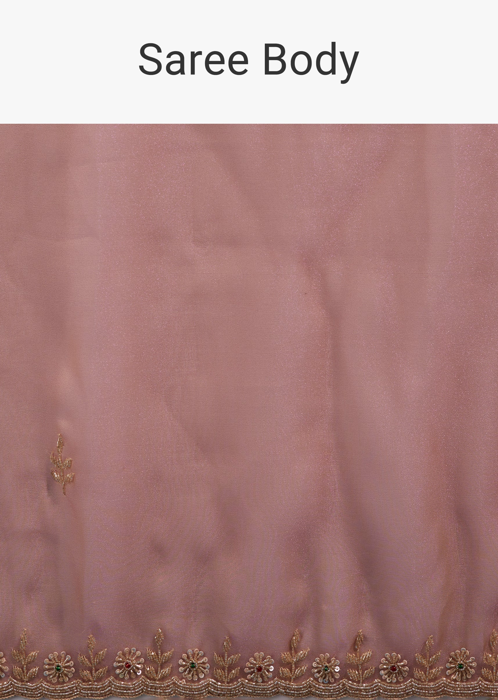 Pastel Pink Tissue Saree With Scallop Border Cutda Work And Stone Highlights - Image 9