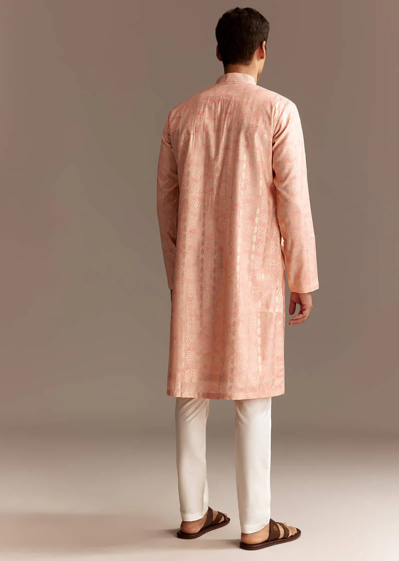 Peach Chanderi Kurta Set - Image 5