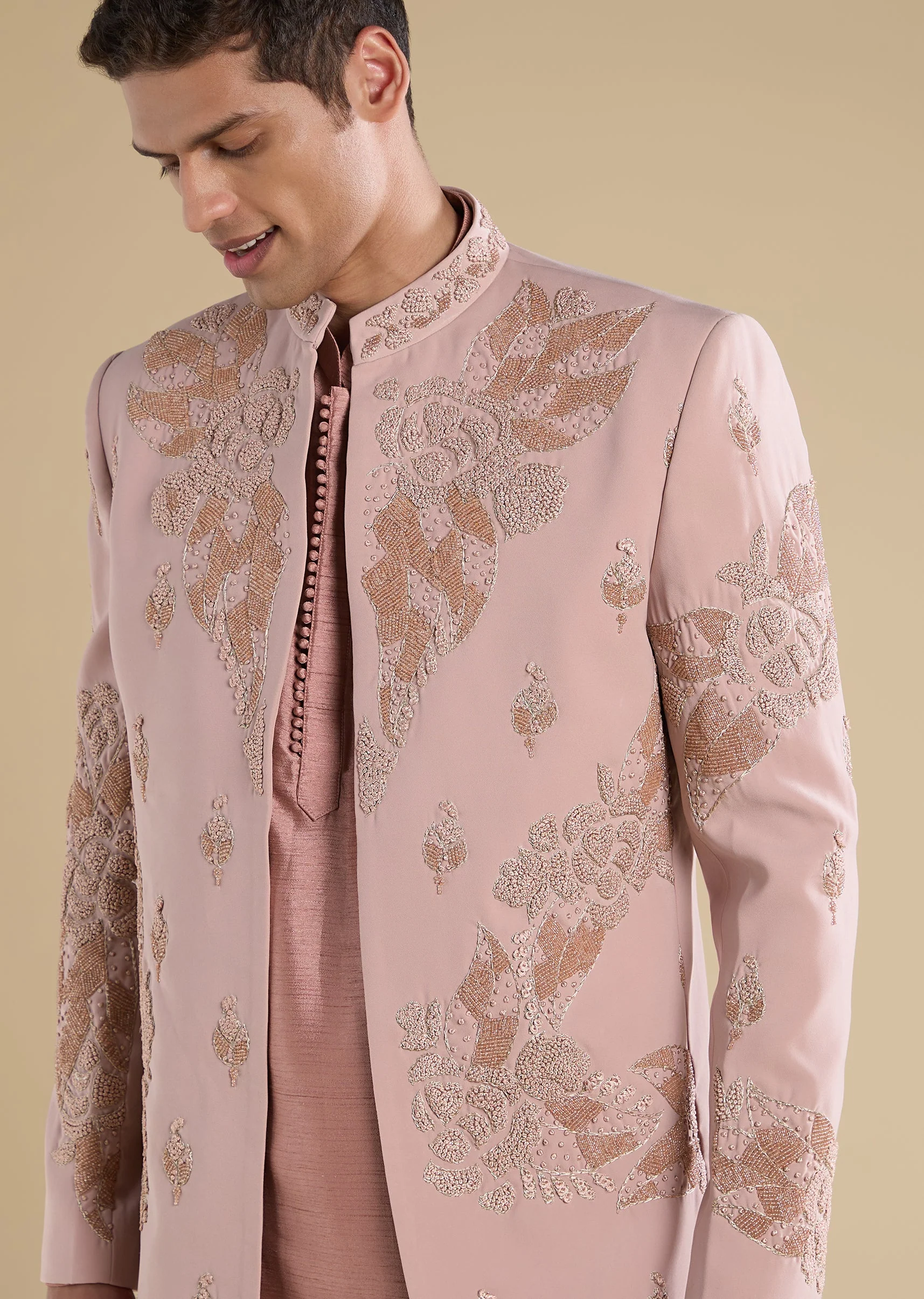 Peach Embroidered Jodhpuri Set - Image 2