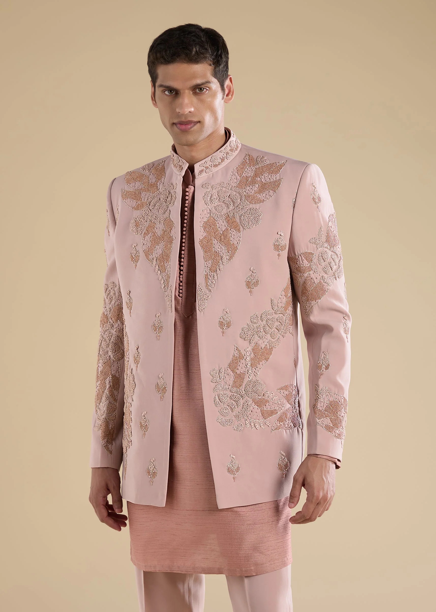 Peach Embroidered Jodhpuri Set - Image 4