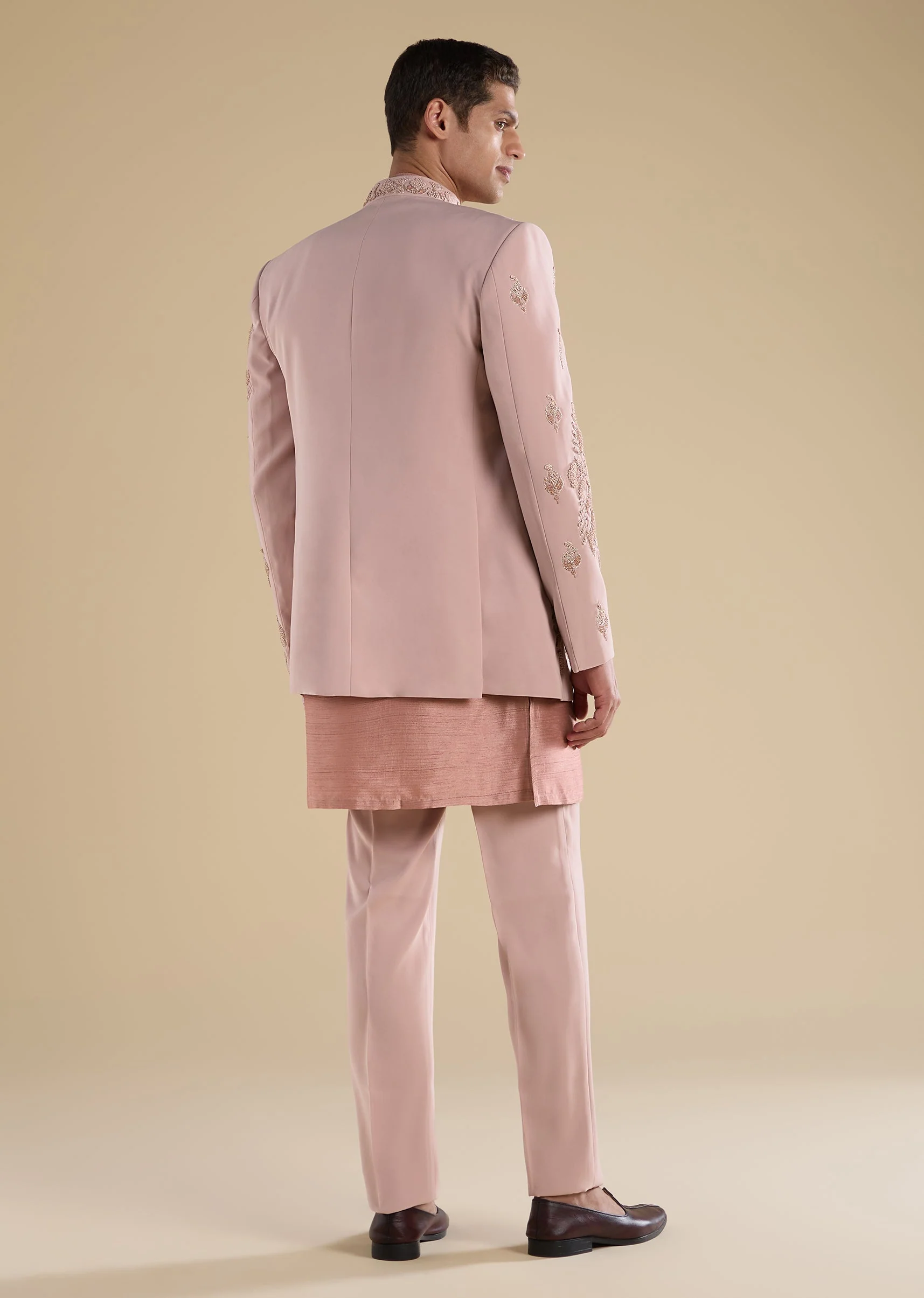 Peach Embroidered Jodhpuri Set - Image 5