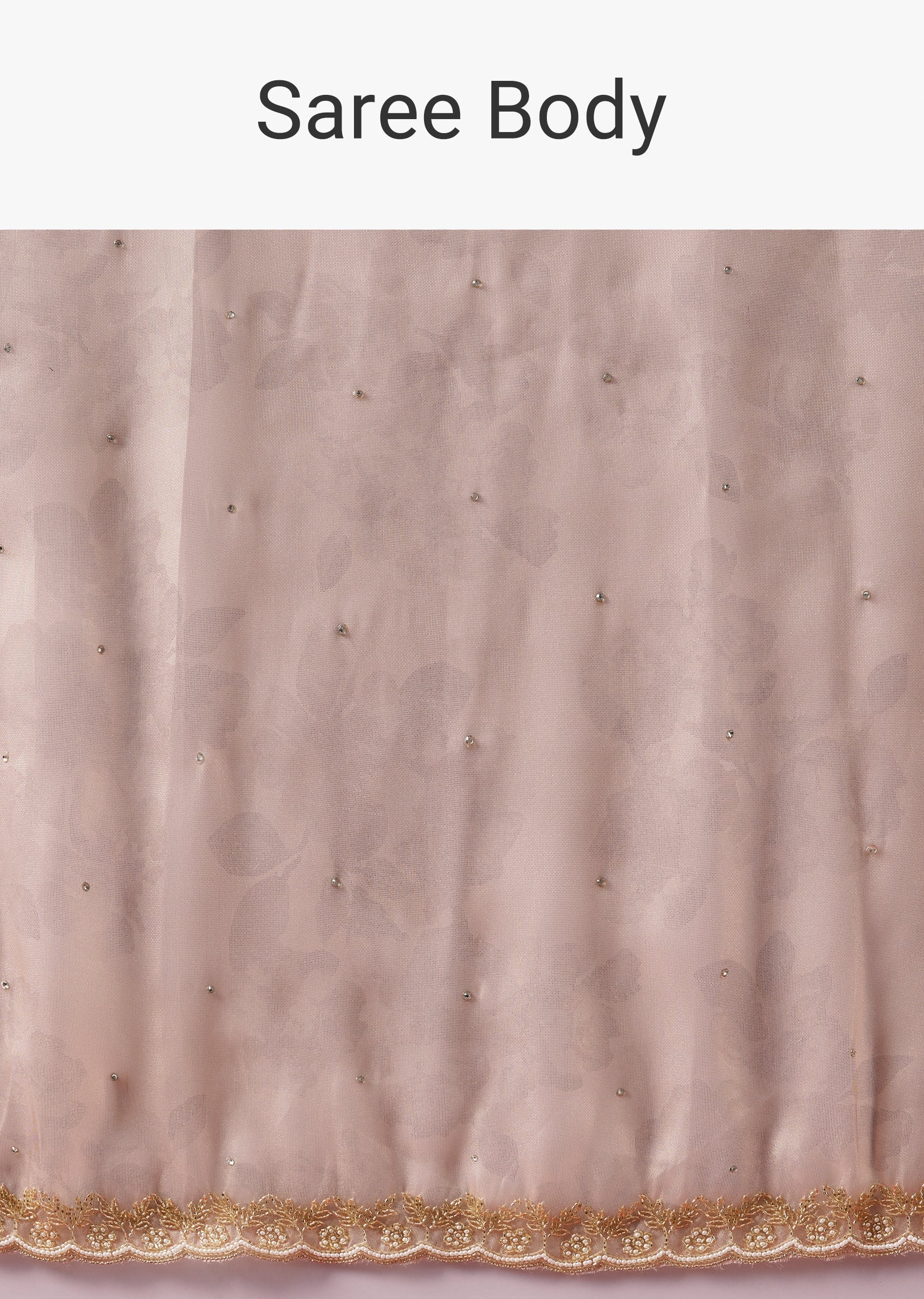 Peach Embroidered Tissue Organza Jacquard Saree With Scallop Border - Image 9