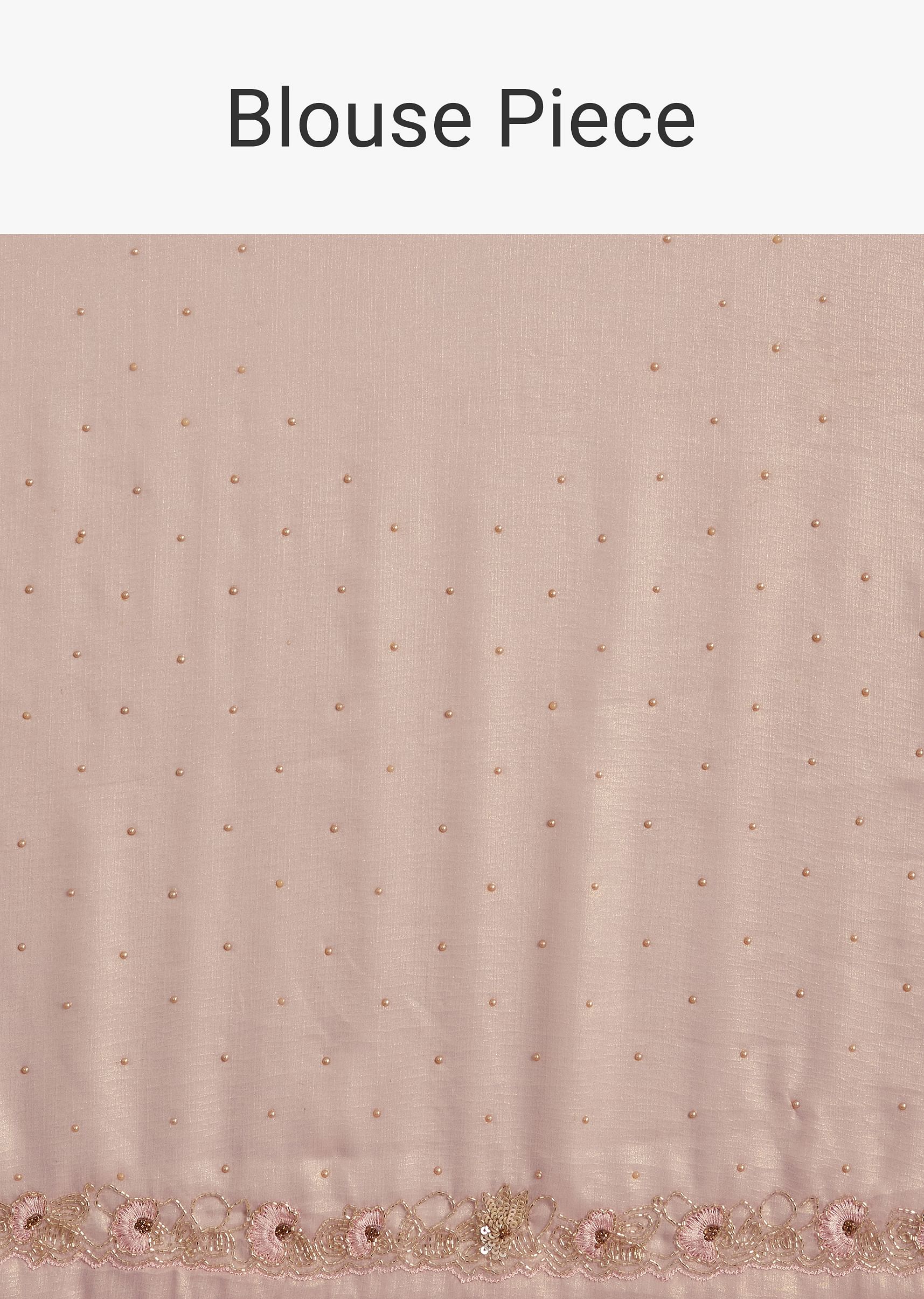 Peach Glass Tissue Saree With Moti Cutdana And Sequins Embroidery And Scallop Border - Image 10