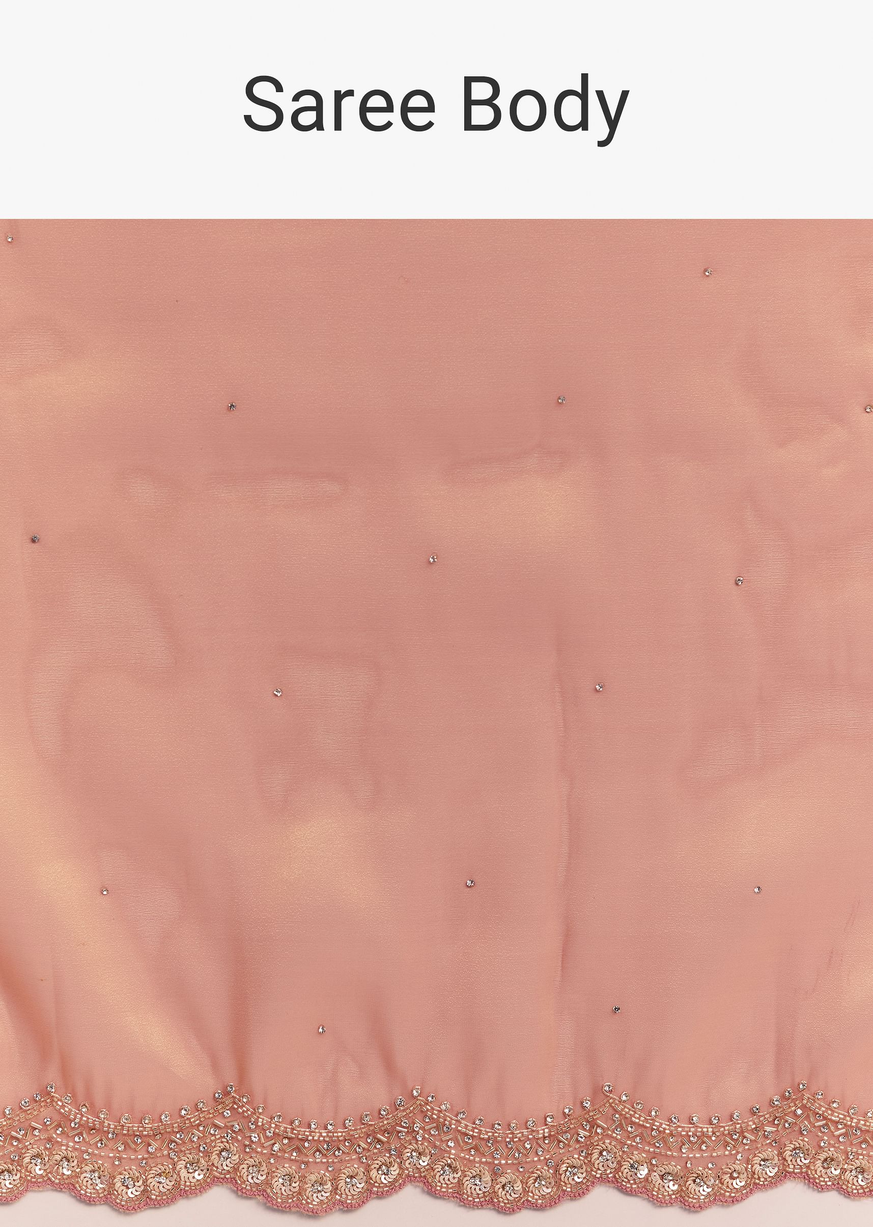 Peach Glass Tissue Saree With Stone And Cutdana Embroidery - Image 9