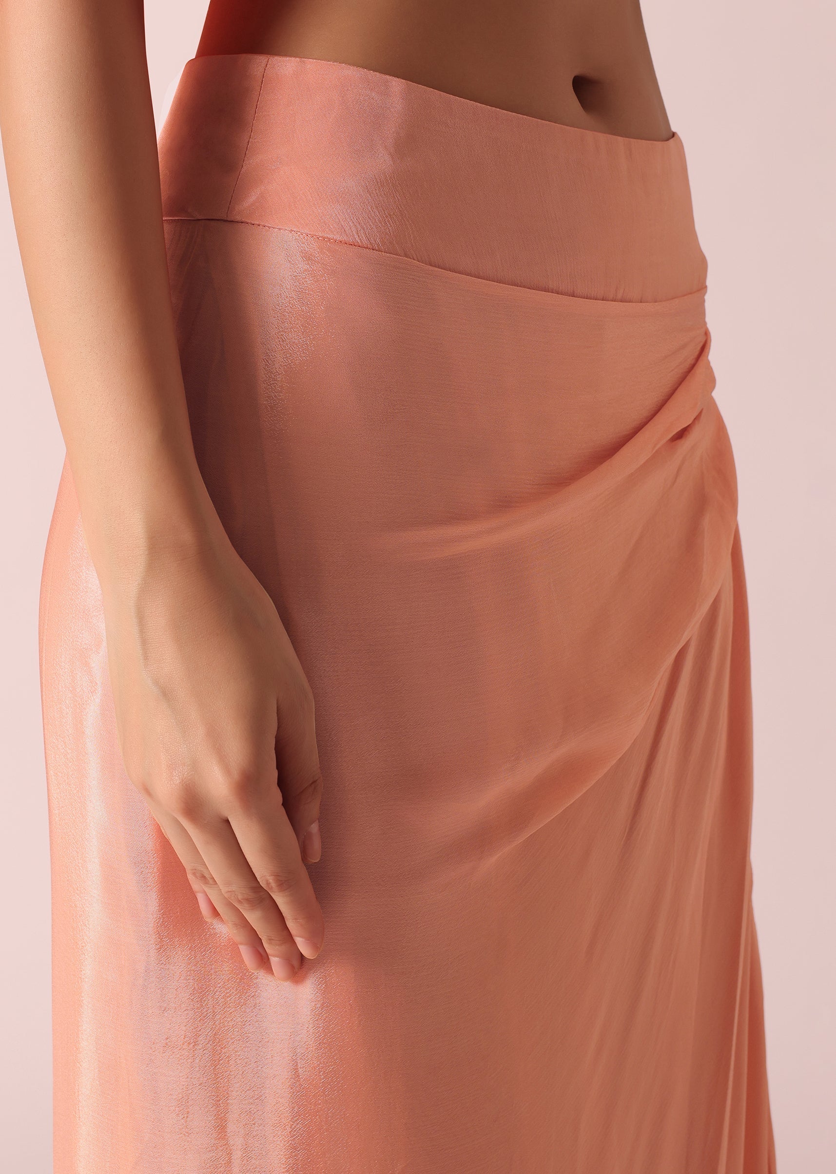 Peach Jacket And Dhoti Set With Mirror Work - Image 7