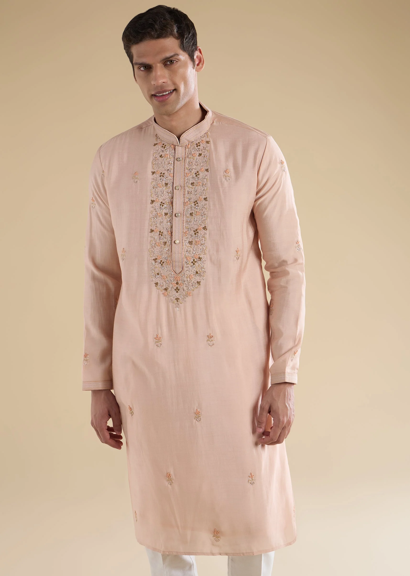 Peach Minimal Kurta Set - Image 3