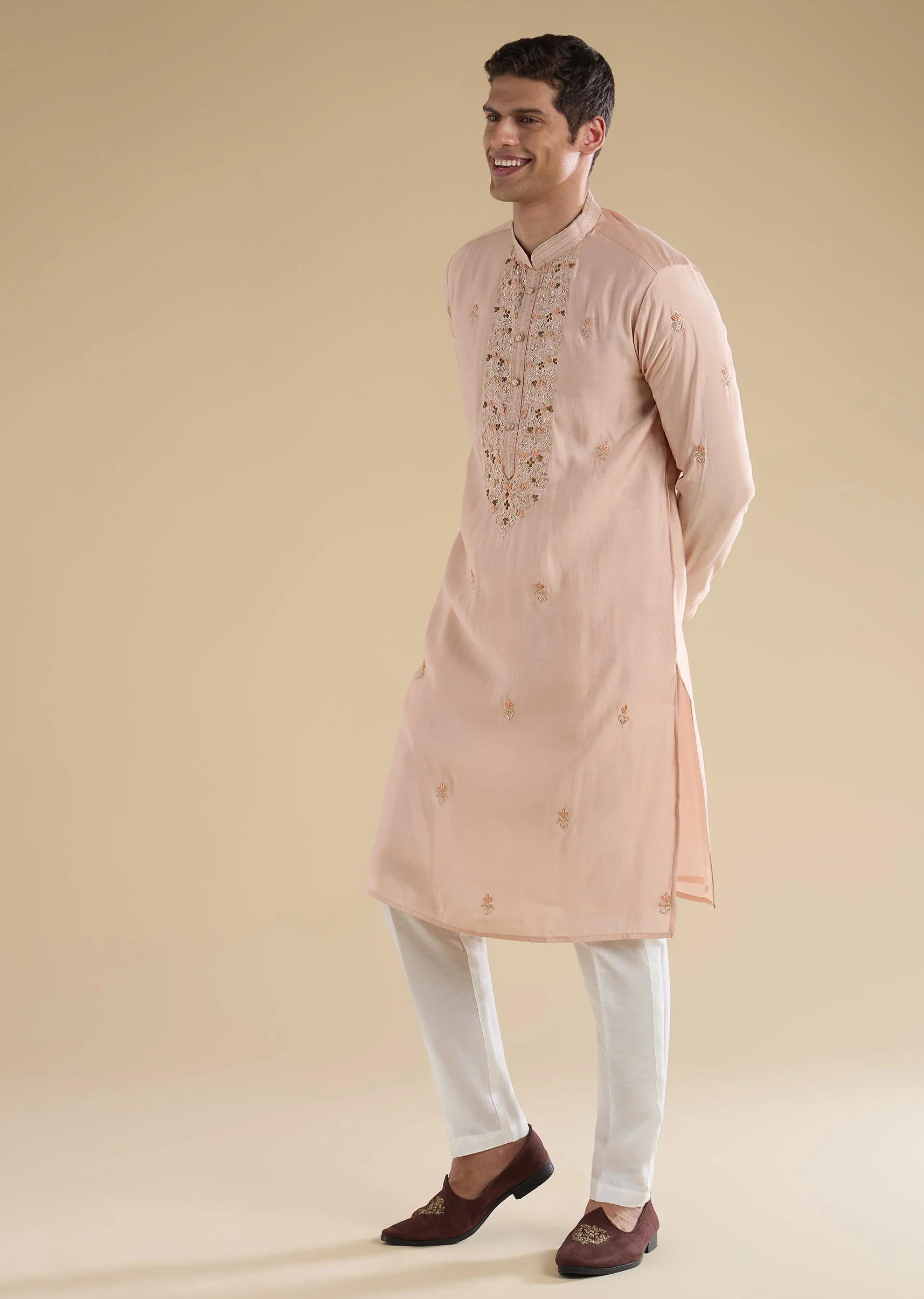 Peach Minimal Kurta Set - Image 4
