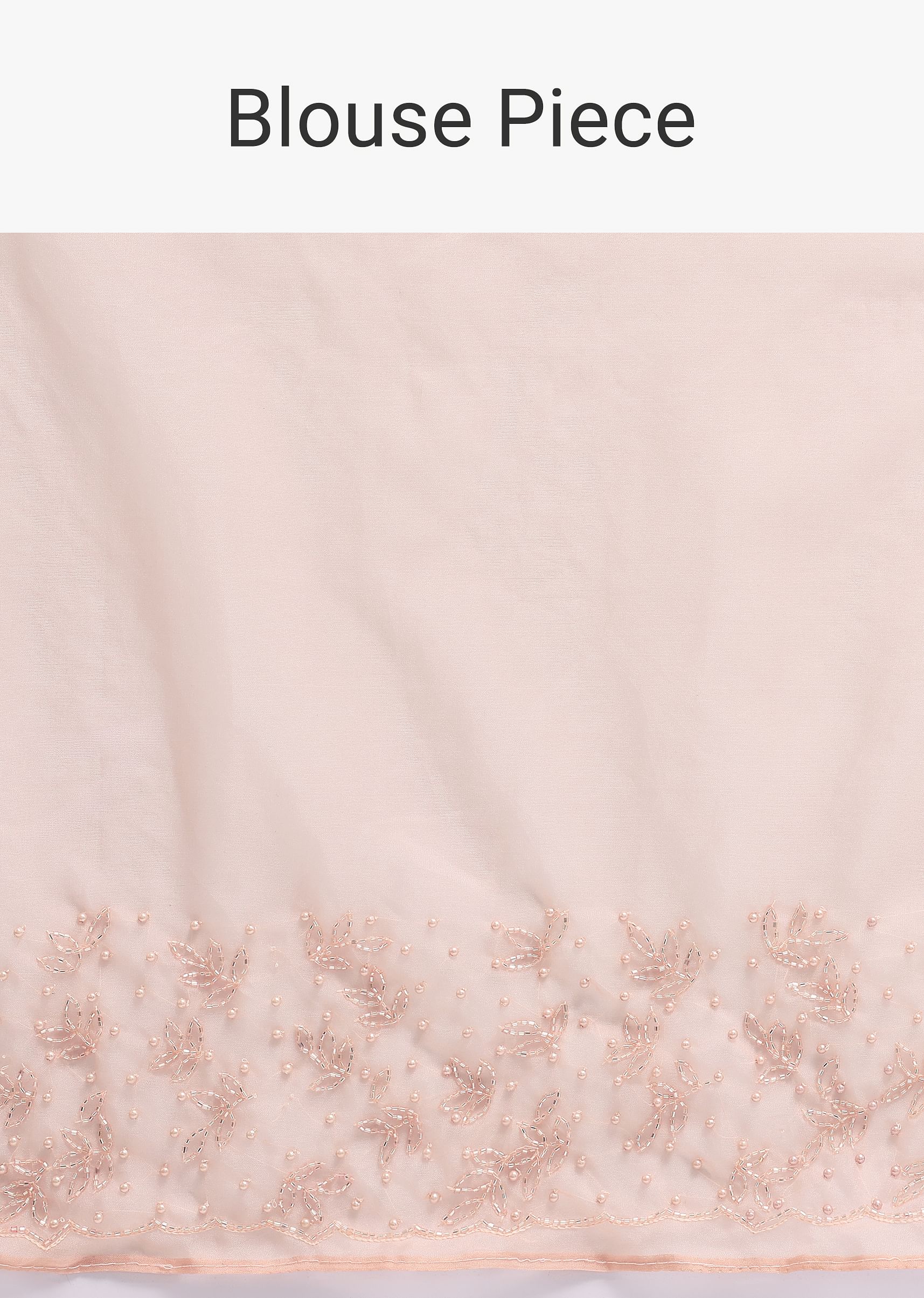 Peach Organza Embroidered Saree With Unstitched Blouse - Image 10