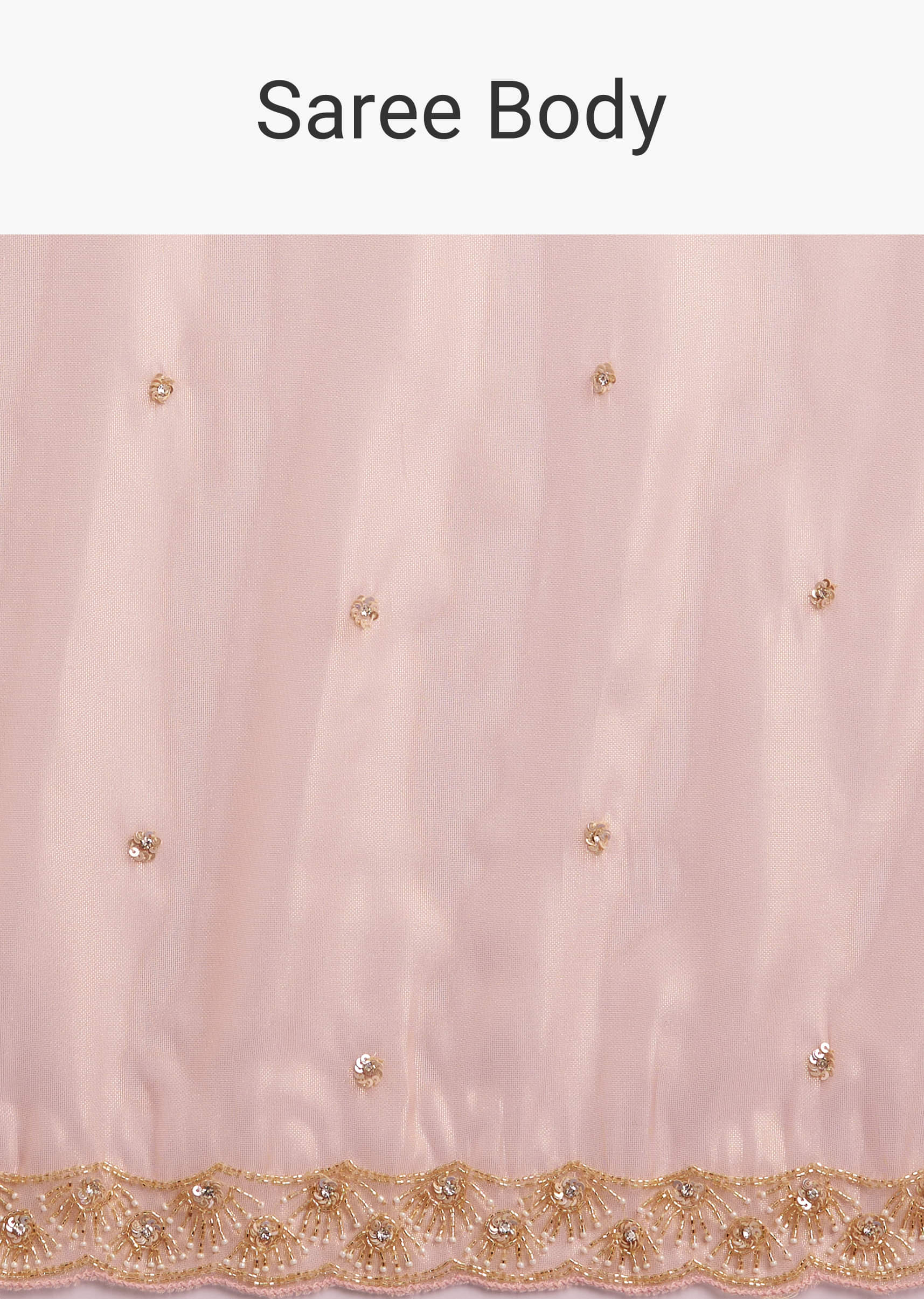 Peach Organza Tissue Saree With Scallop Edge - Image 9