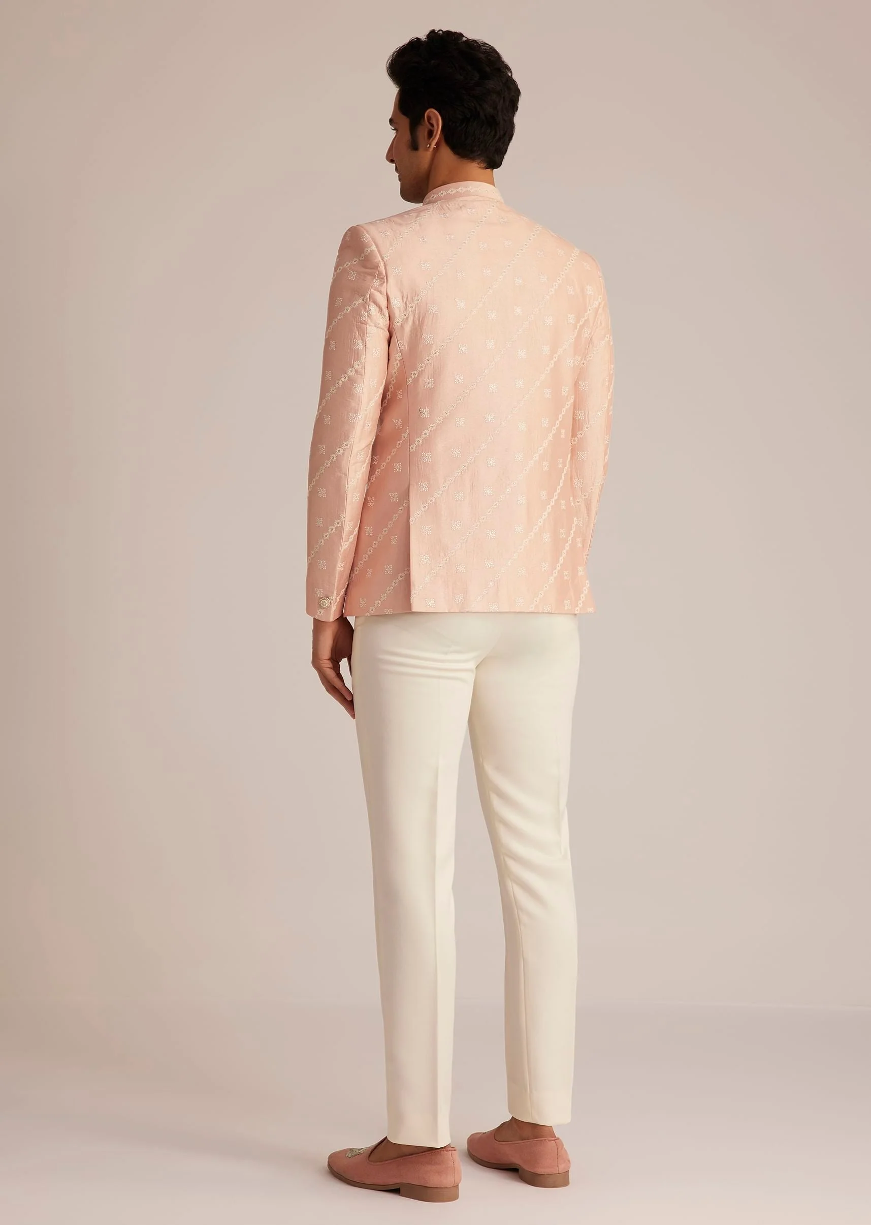 Peach Silk Jodhpuri Suit - Image 5
