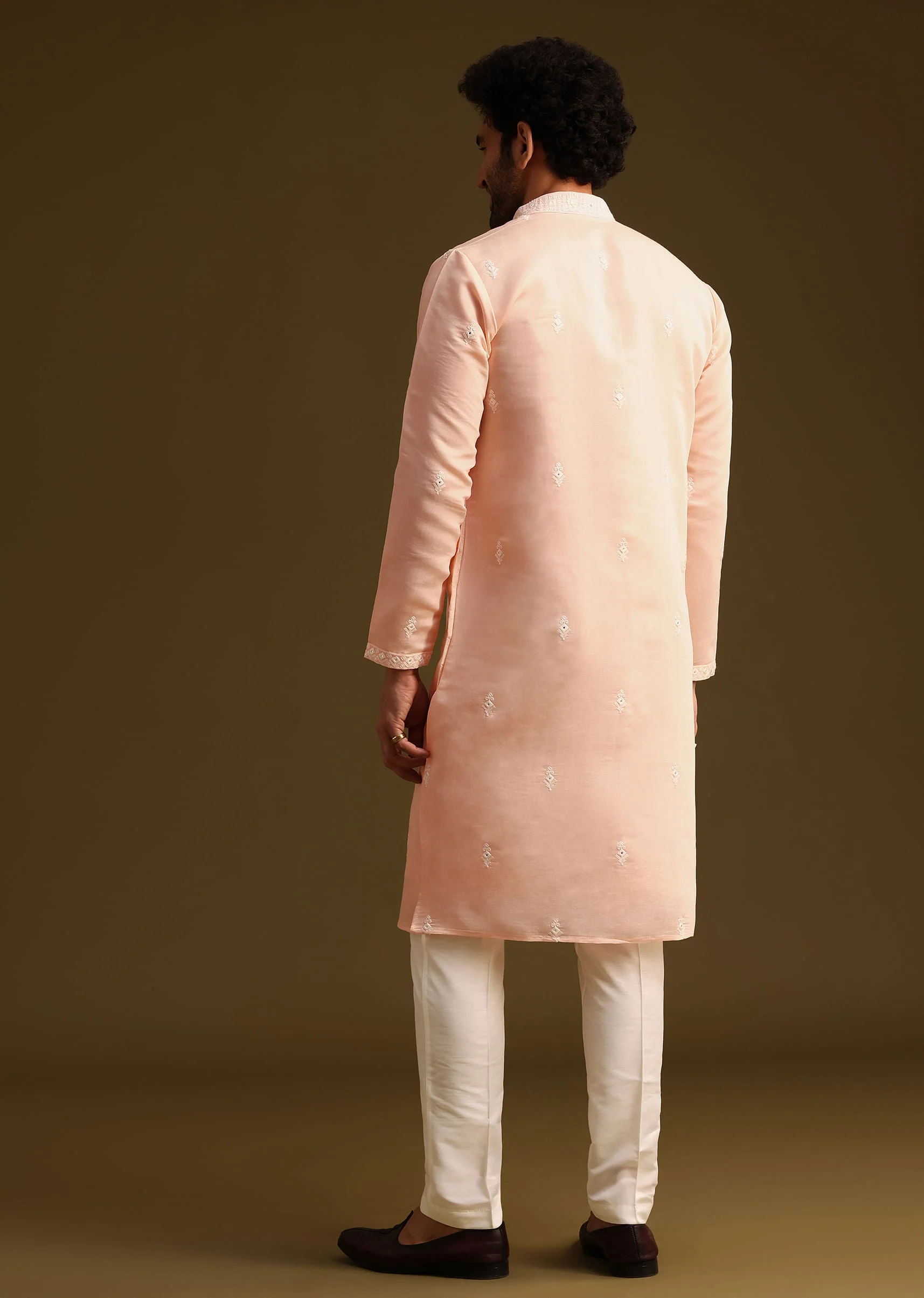 Peach Silk Kurta And Pant - Image 5