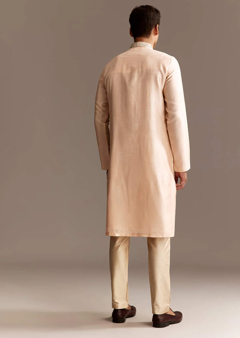 Peach Silk Kurta Set - Image 5