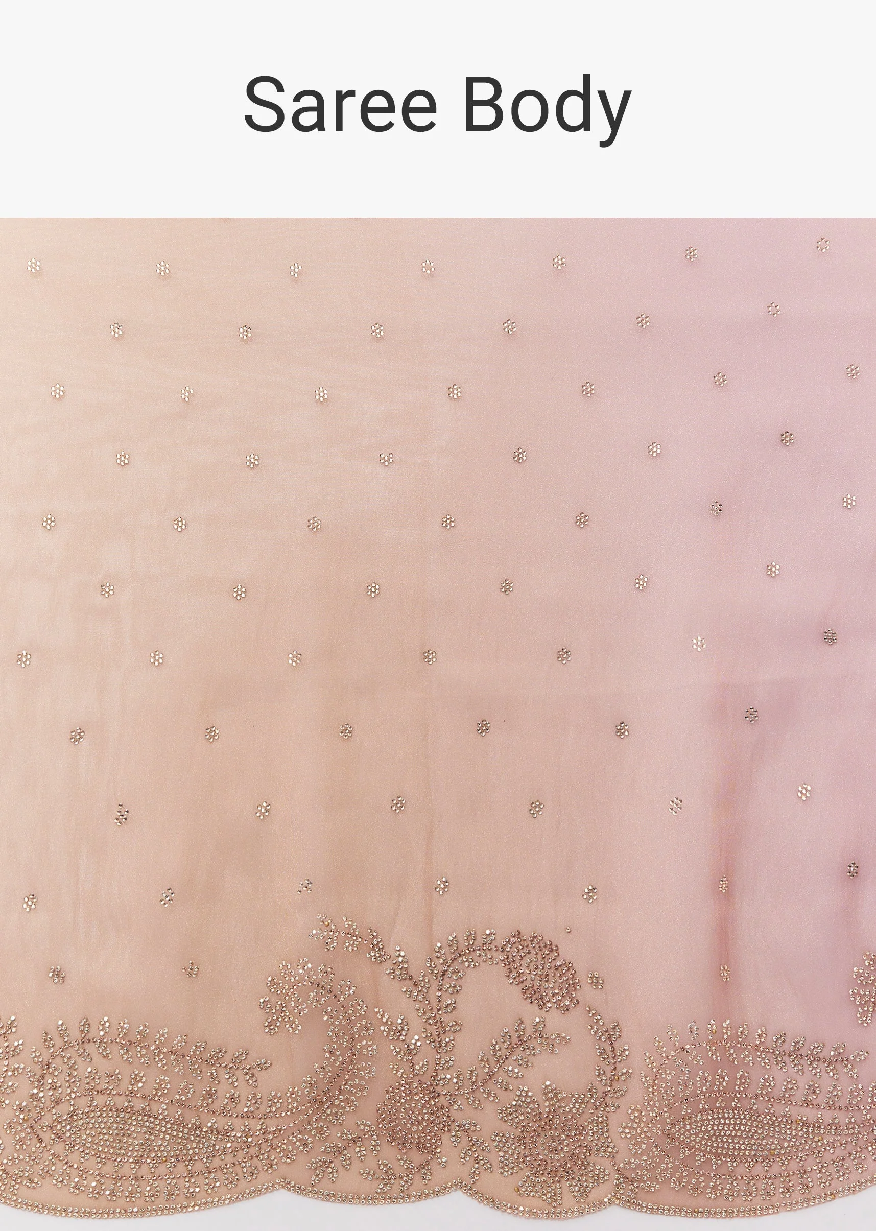 Peach Tissue Organza Stone Embellished Saree - Image 9