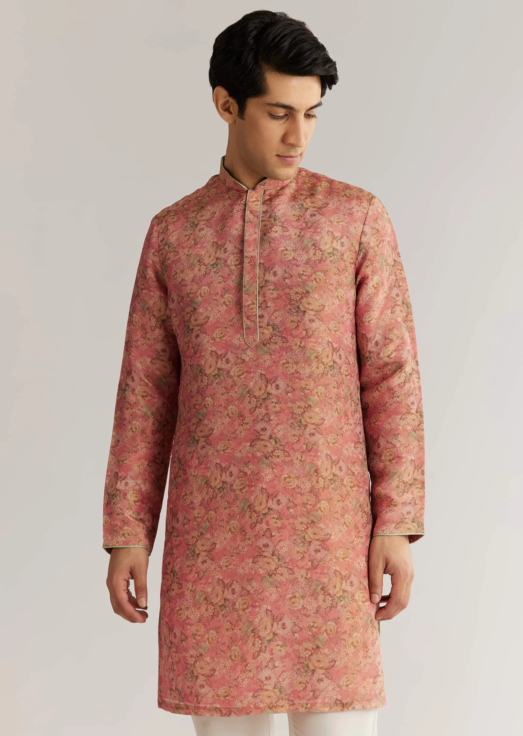 Peach Tissue Stone Sequin Work Kurta Jacket Set - Image 6